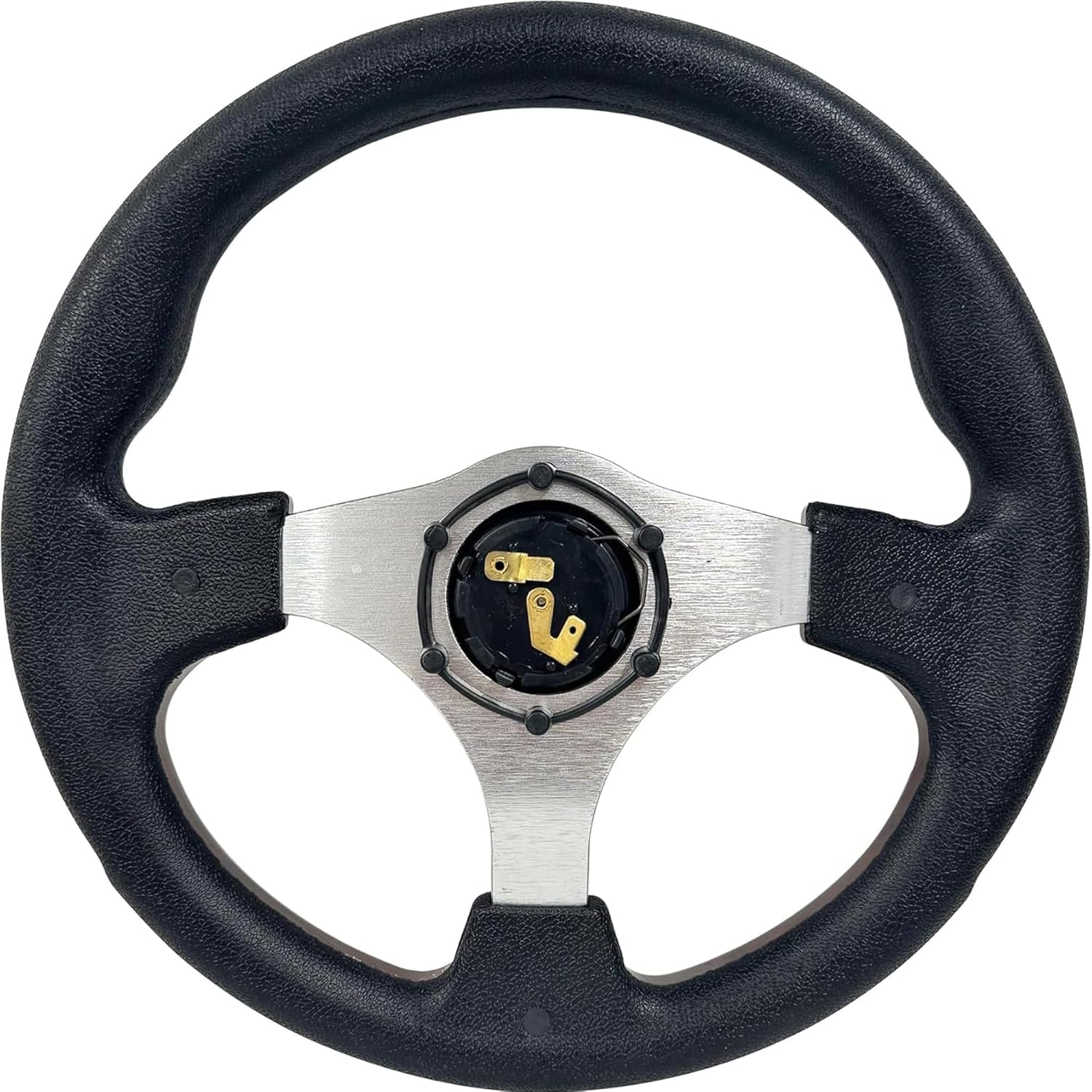 Huskey 12.5 Inch Vintage Wood Grain Golf Cart Steering Wheel Compatible with Club Car/EZGO/Yamaha,Classic SS Center Logo,Aluminum Spokes and Textured Anti-Slip Grip(Adapter Required andSoldSeparately)