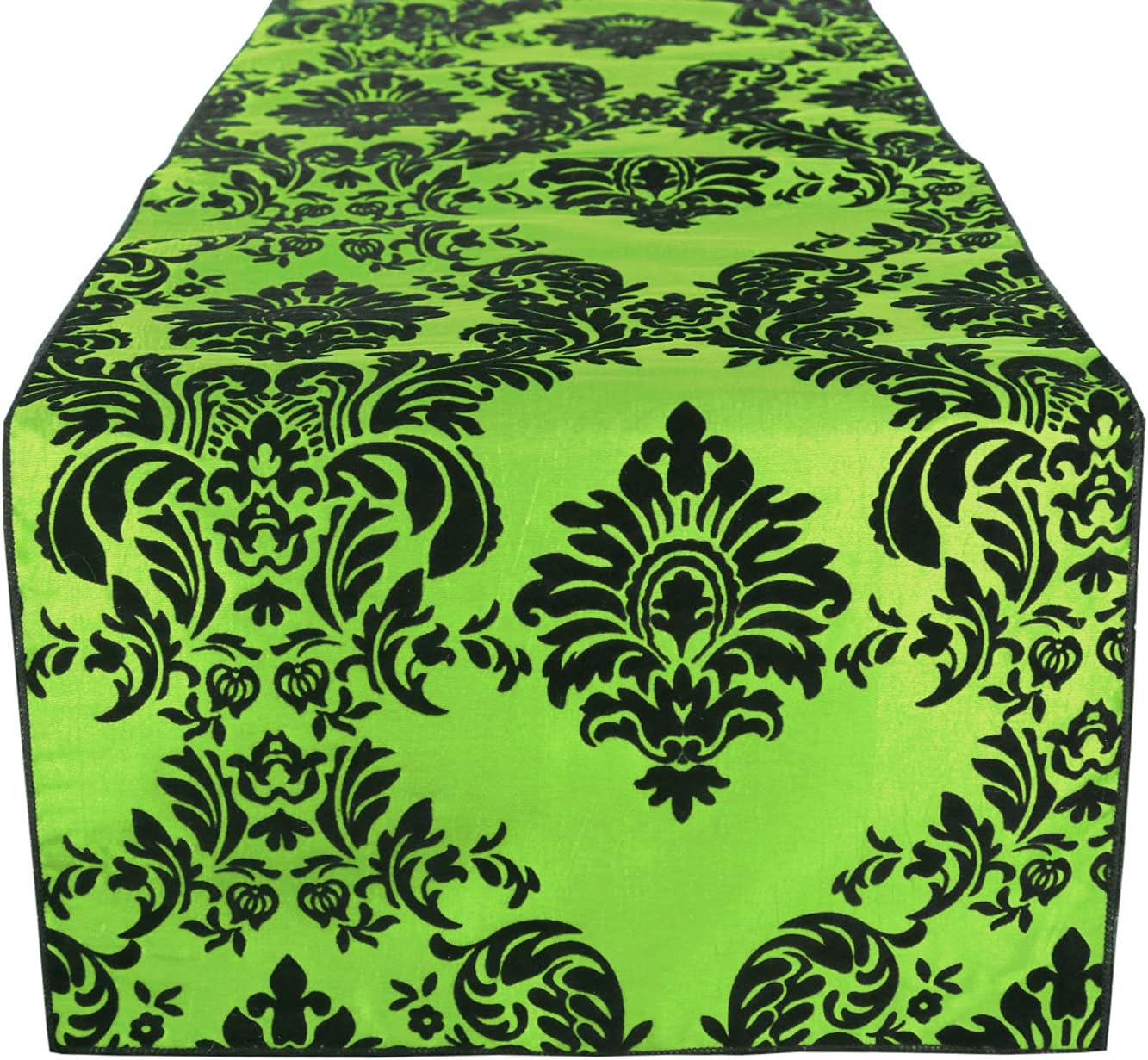 lovemyfabric Taffeta Flocking Damask Table Runners for Wedding, Bridal Shower/Baby Shower, Dinner, Special Events/Graduation and Home Decor (12"X120", Black on Purple)