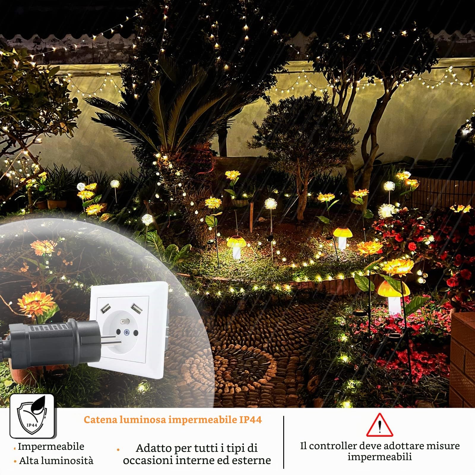 NAIZY Catena di Luci a LED a Sfera 30m Bianco Caldo 8 Modalità Catena Luminosa a LED per Natale, Matrimonio e Feste, Linea Trasparente