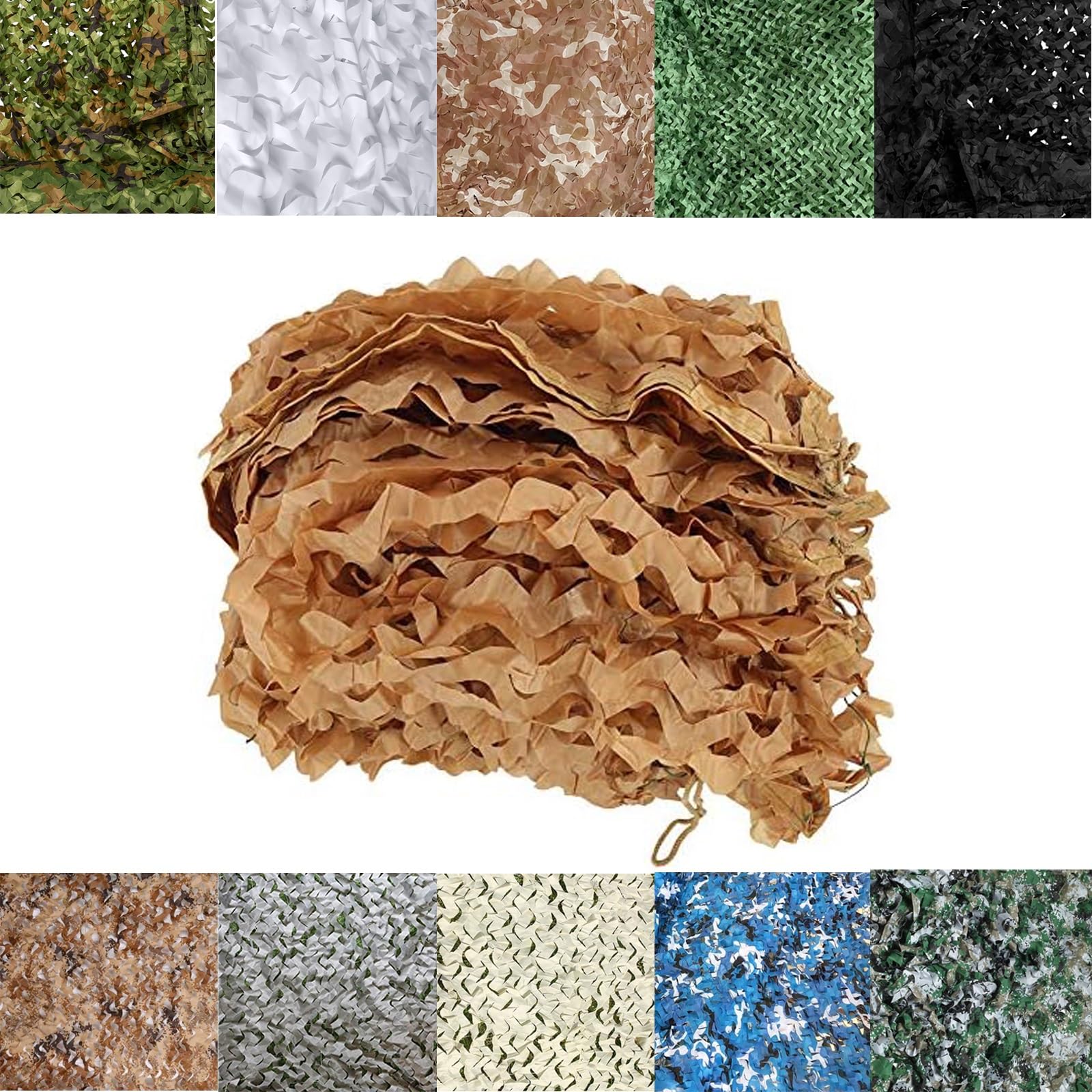 LTSRLL Camouflage Net Camo Netting Roll Greenhouse Shade Netting Tear Resistance Polyester Sunscreen Fabric Privacy Fence, 10+ Colors(Color:Brown,Size:3x6M(9.8x19.7ft))