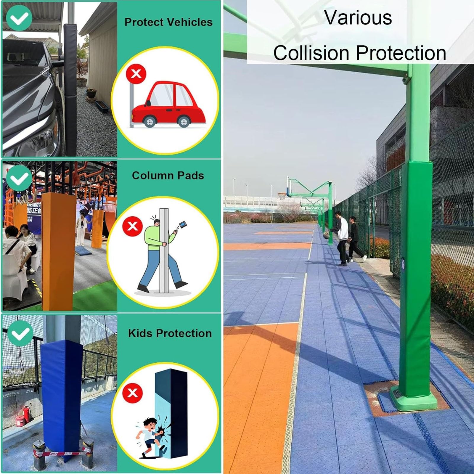 Quadratische Schaumstoffabdeckung für Basketballtore, Garage und Parkplatz, Pfostenschutz, Säulenkissen für Kellersicherheit und Stoßdämpfung