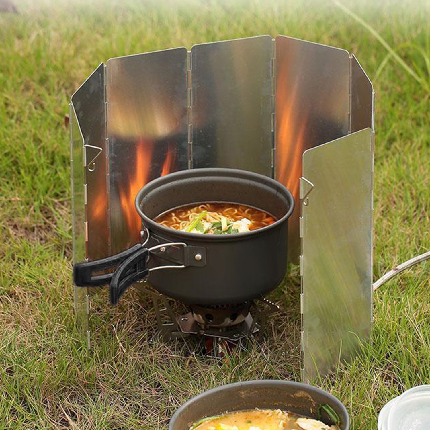10 Pezzi Pieghevole all'aperto Camping Cooker Parabrezza per Il Campeggio e l'escursionismo