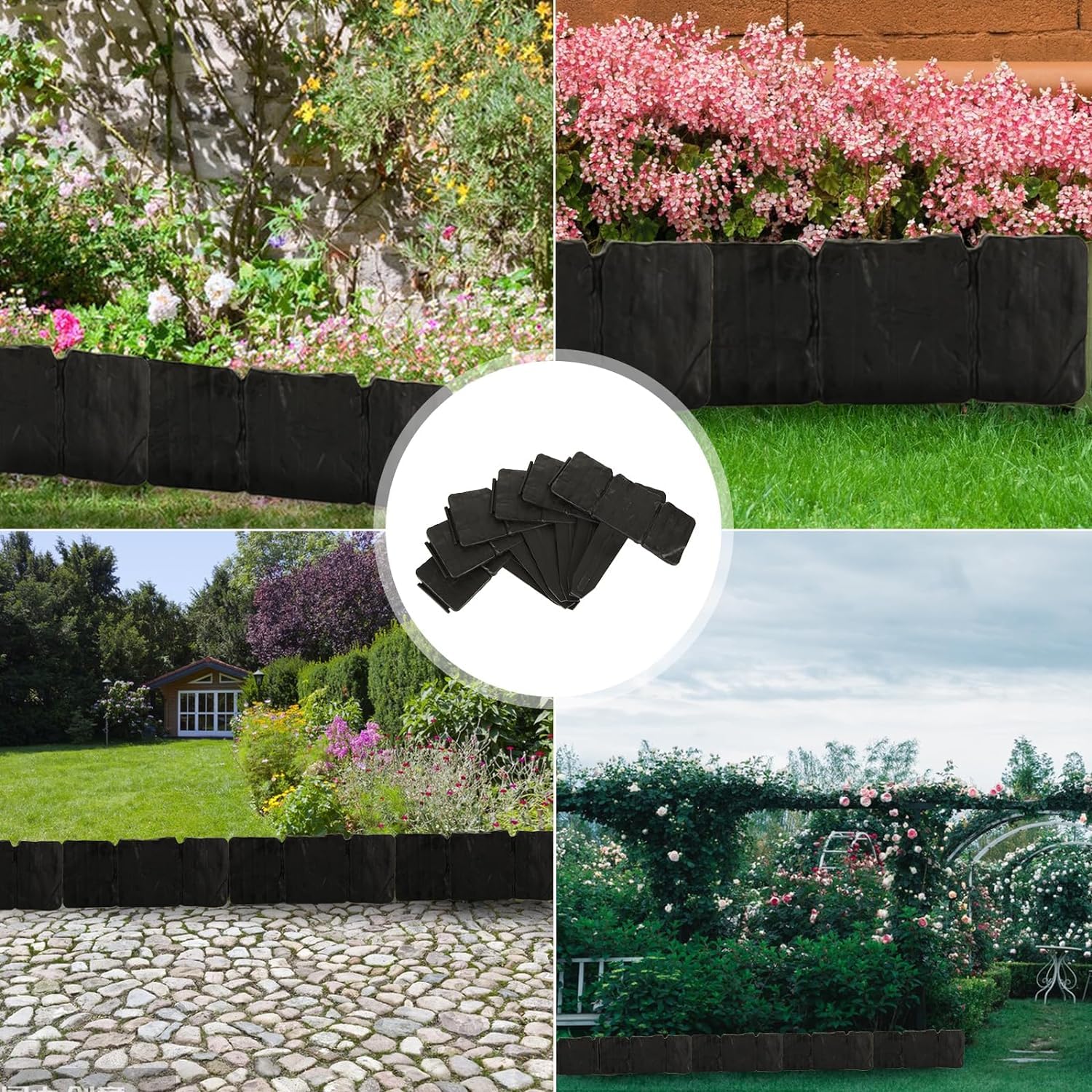 Nucarture 8pcs Garden Fence for Outdoor 192x23cm Plant Partition Fence Border Edging Stones Effect Fence in Lawn Plant Border Garden Landscape Decorative Flower Grass Bed Border (Grey) - Image 7 thumbnail