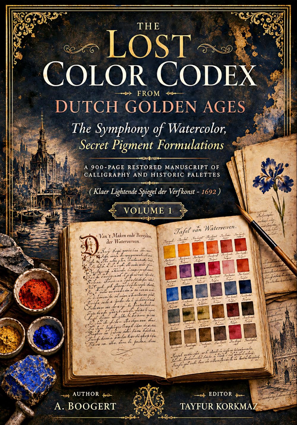 The Lost Color Codex from Dutch Golden Ages: The Symphony of Watercolor, Secret Pigment Formulations - A 900-Page Restored Manuscript of Calligraphy ... Spiegel der Verfkonst - 1692) Volume 1