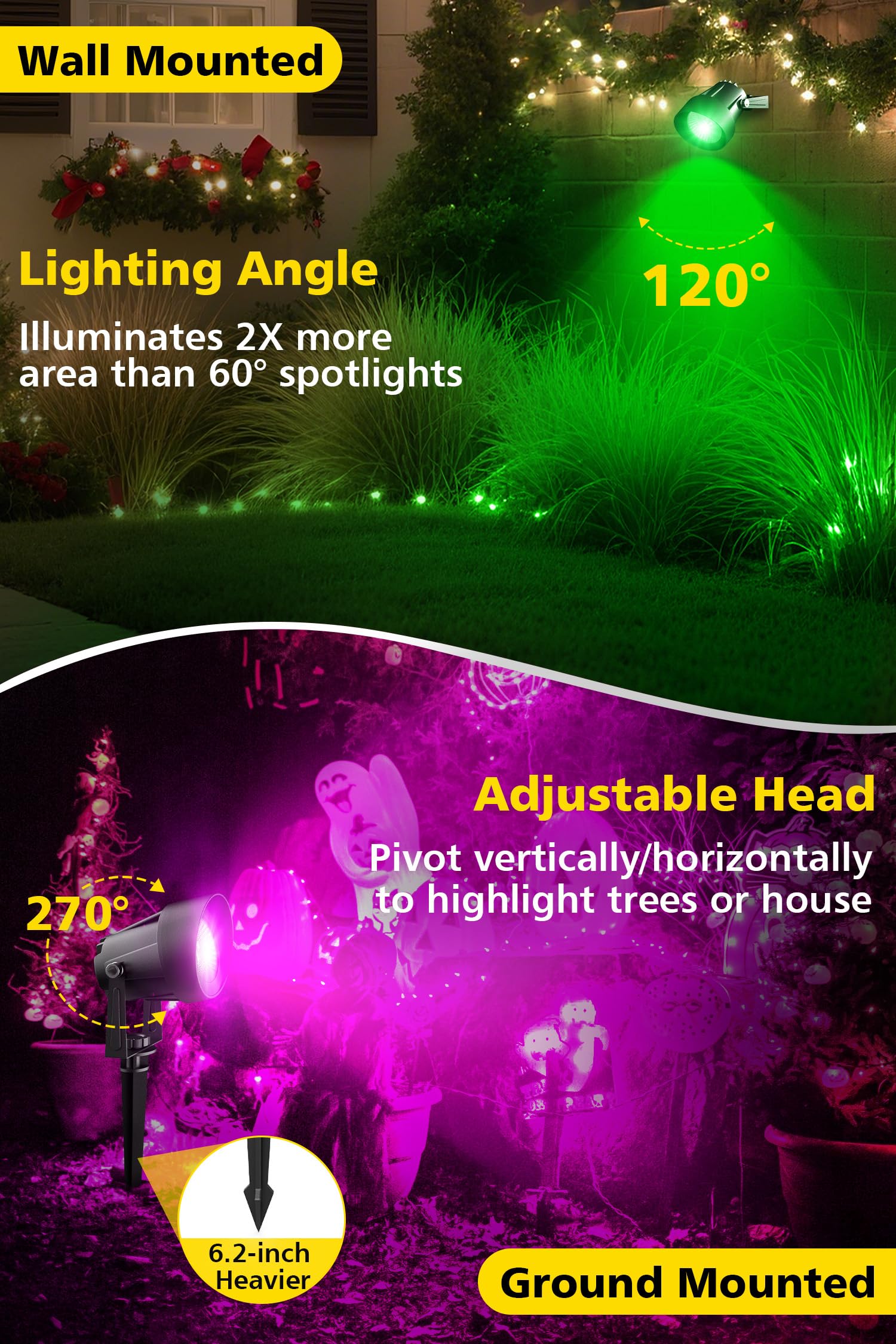 T-SUN 6 Pezzi Faretto RGB da Giardino con Telecomando & Bluetooth COB Alluminio Esterno con Adattatore A Tempo Colore Regolabile IP65 Impermeabile Faretti LED da Esterno per Sentiero Terrazza Natale