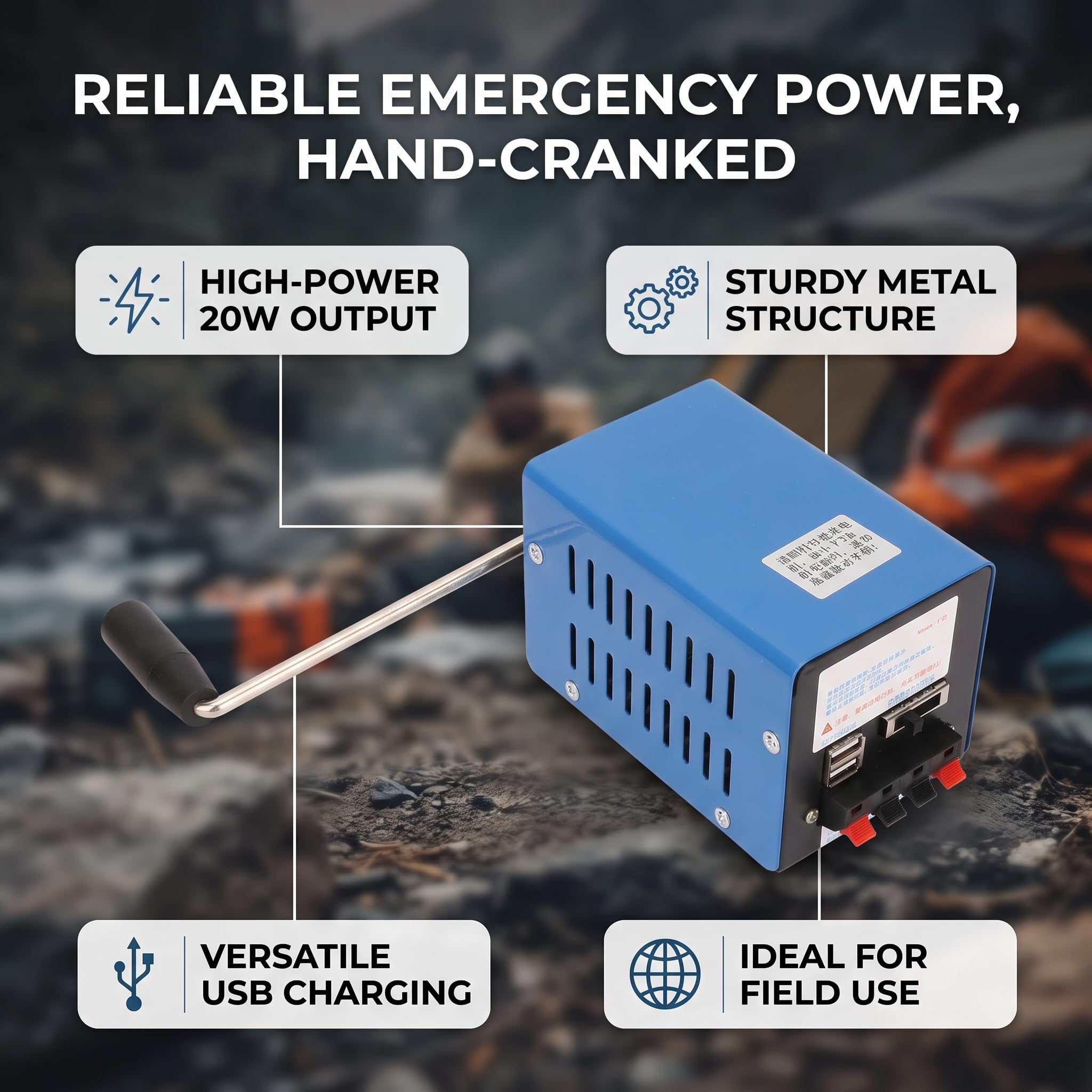 20W 3V-15V Generator korby o dużej mocy Przenośny awaryjny Generator ładowarki USB do aktywności na świeżym powietrzu na kempingu