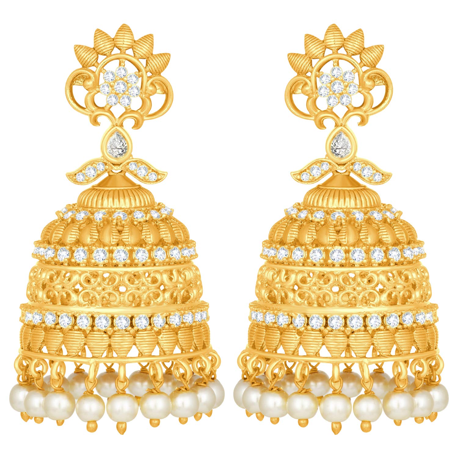 Peora Gold Plated CZ Pearl Jhumka Jhumki Earrings for Women Girls (B07L8HH77S) Amazon Price History, Amazon Price Tracker
