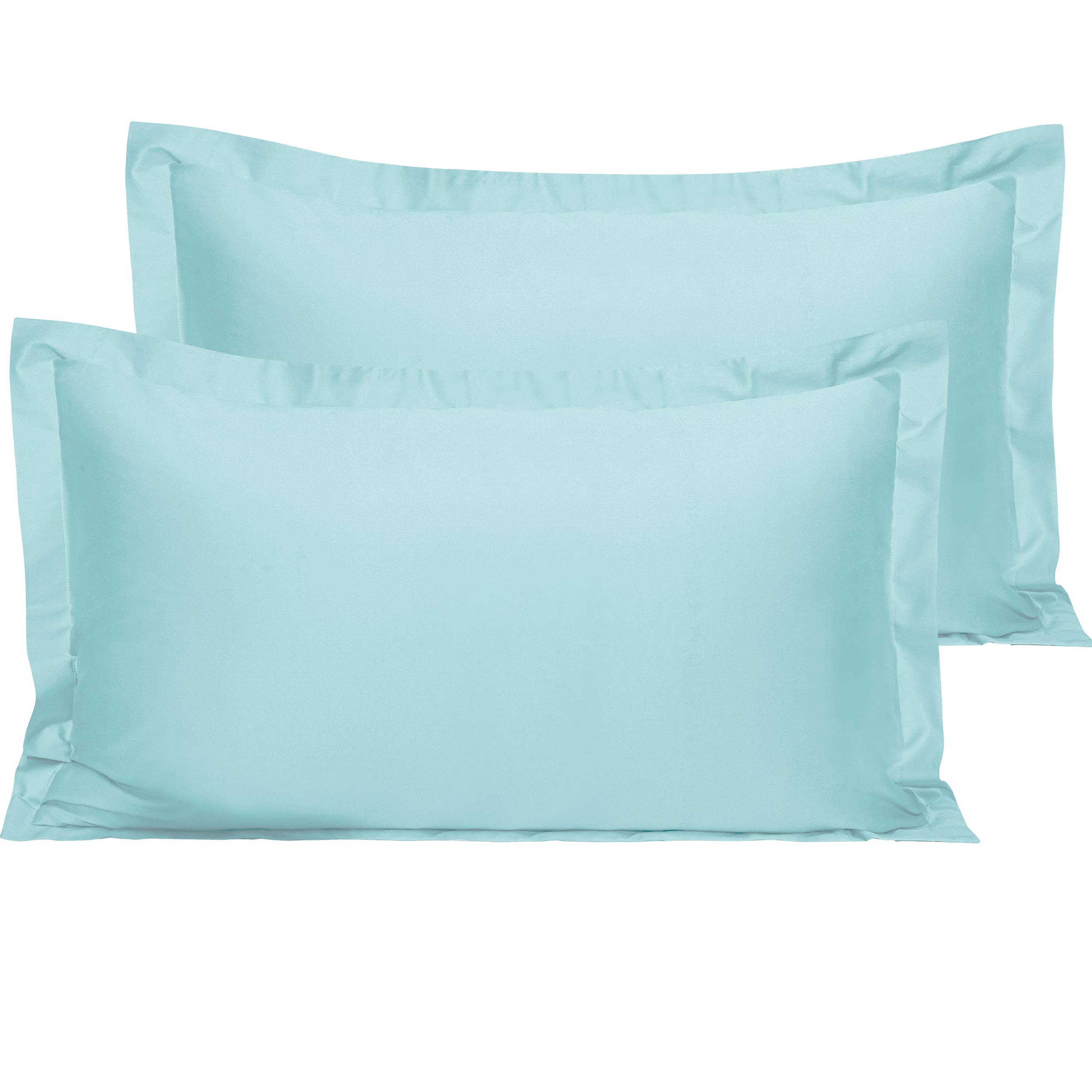 NTBAY Paquete de 2 fundas de almohada de 500 hilos 100% algodón egipcio tamaño King, súper suaves y transpirables, fundas de almohada Oxford para cama, 20 x 36 pulgadas, color aguamarina