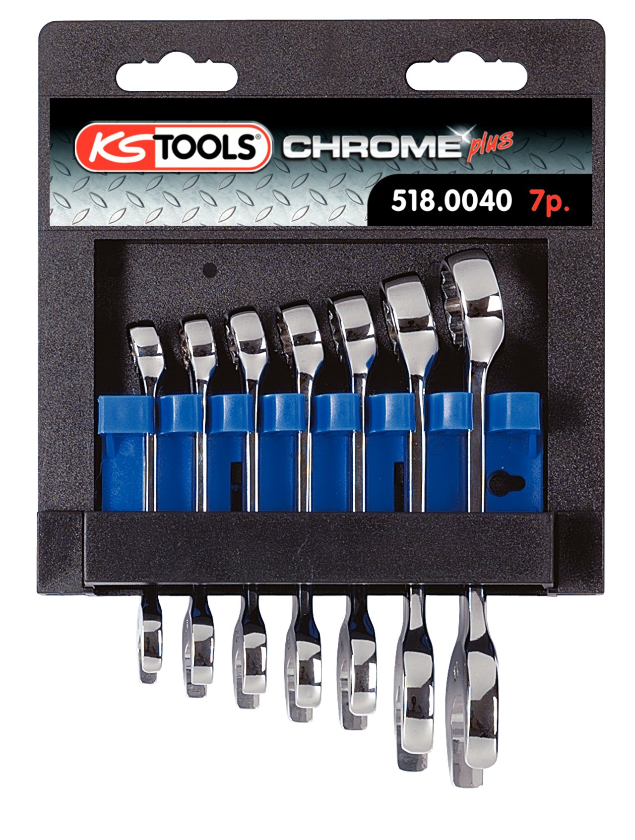 CHROMEplus Combination spanner set, stubby, 7 pcs