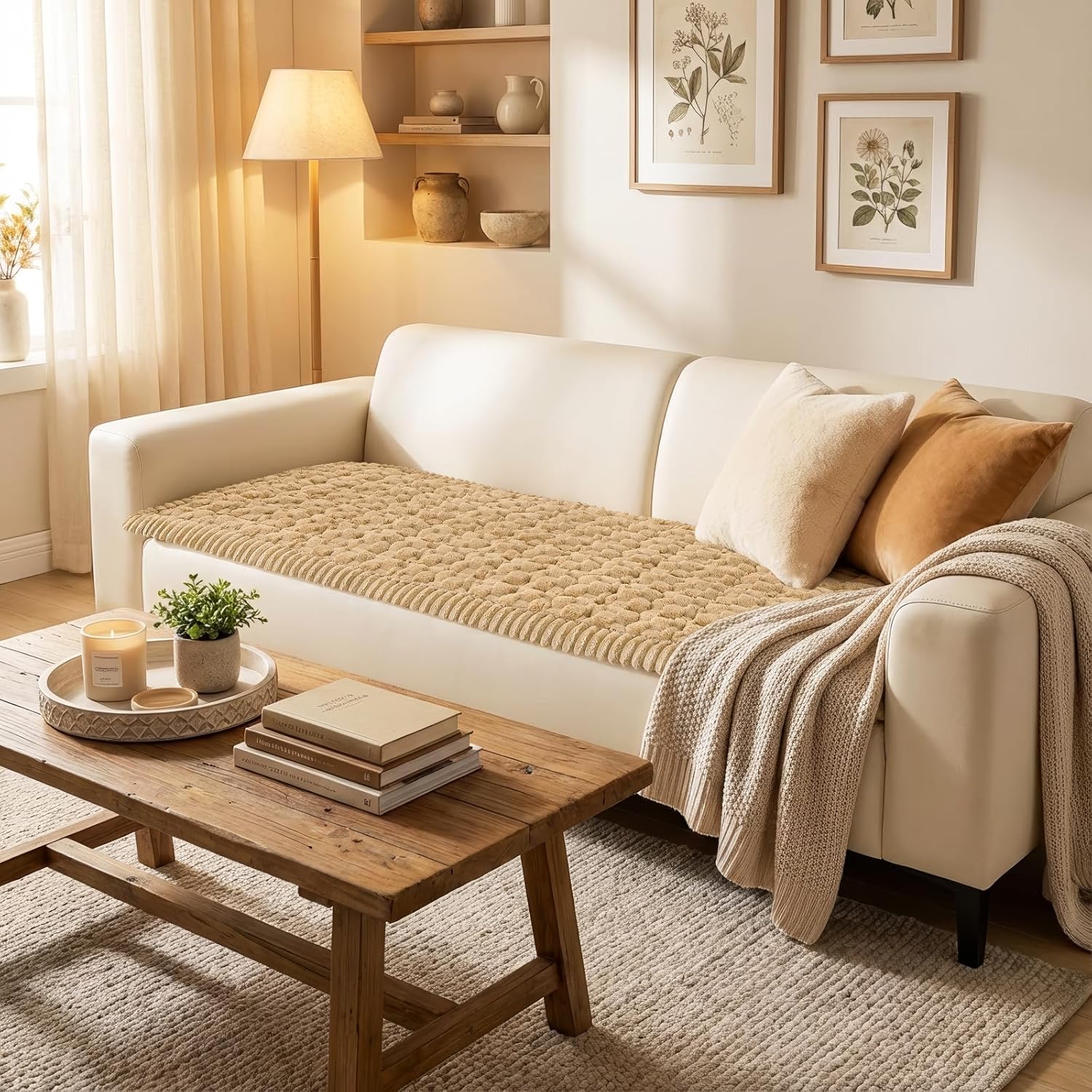 Smiry Couch Covers for Dogs Washable, Non Slip Fuzzy Pet Couch Covers for Sofa, Soft Thick Sofa Slipcovers Furniture Protector Pet Friendly (Camel, 27.6" x 59") - Image 2