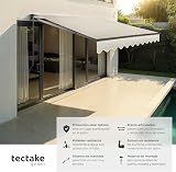 tectake® Retractable Awning with 50+ UV Protection, Water-Repellent Fabric & Hand Crank, Sun Shade with Sturdy Aluminium & Steel Frame, Ideal Patio, Balcony & Garden Canopy, 250 x 200 cm - Beige - 2