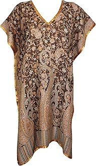 Image of Mogul Interior Kaftan, Winter Kaftan Dresses, Warm Pashmina Boho Caftan, 2XL Multicolor
