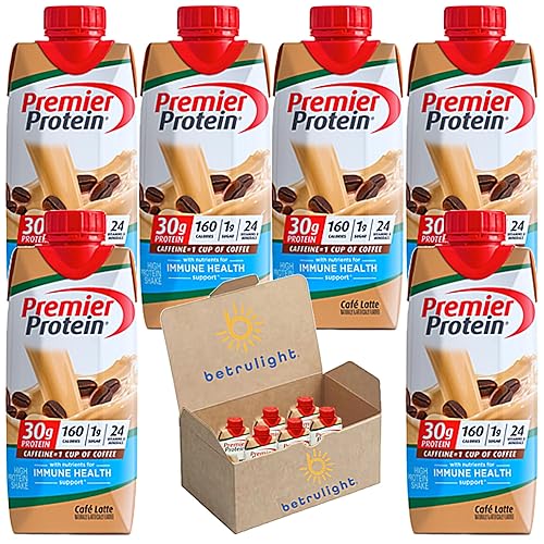 Protein Shakes  Paquete múltiple Premier de sabor Café Latte  1.06 oz de proteína, 0.04 oz de azúcar, 24 vitaminas y minerales, nutrientes para