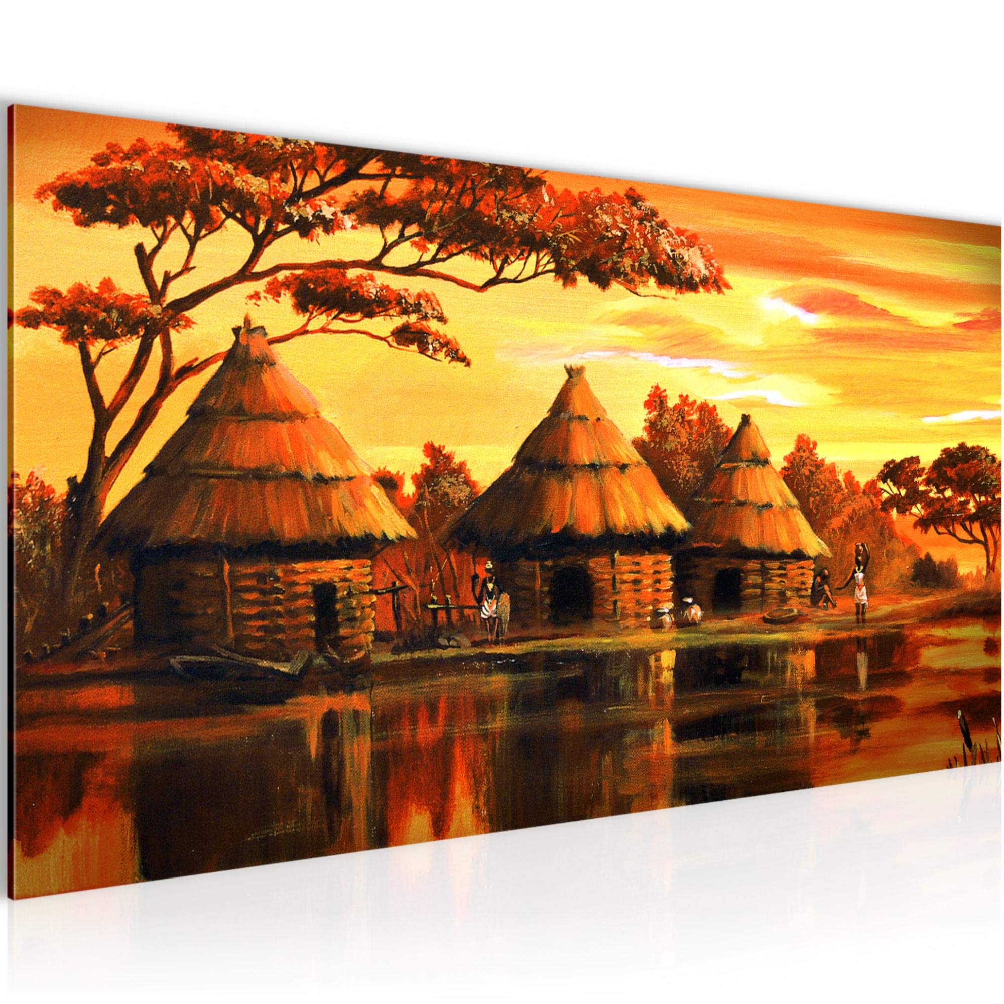Tableau Afrique Massai en toile orange pour la deco du salon
