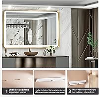 Vista 130 de Hasipu Espejo de baño LED con luces de 40 x 26 pulgadas, espejo de luz con marco de metal negro para tocador, antiniebla, regulable, 3