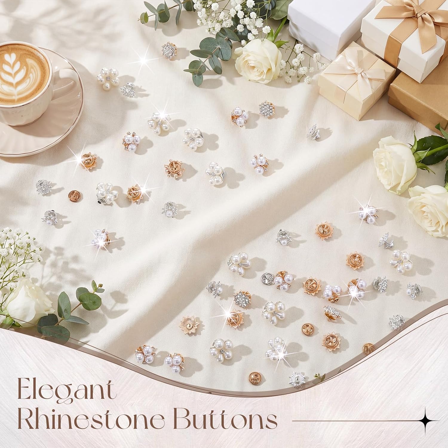 Flower Shape Pearl Rhinestone Brooch, 5 Style | Brooches and Pins for Women, Lapel Pins, Embellishments Brooch, No Sew Button, Charms Accessories for Clothes Bags DIY Crafts