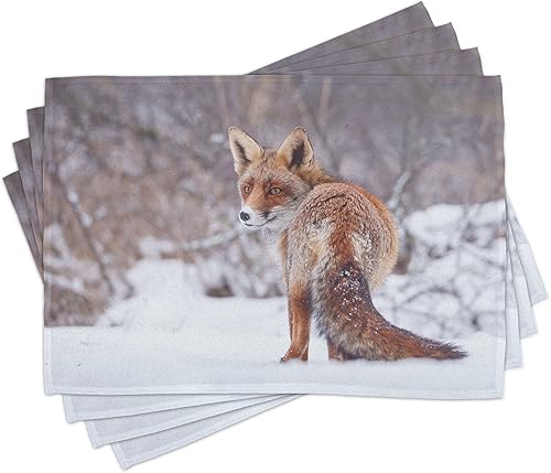 Miniatura 400 de Ambesonne Juego de 4 manteles individuales amarillos y azules, diseño de flores de primavera, flores vibrantes, manteles individuales de tela Azul