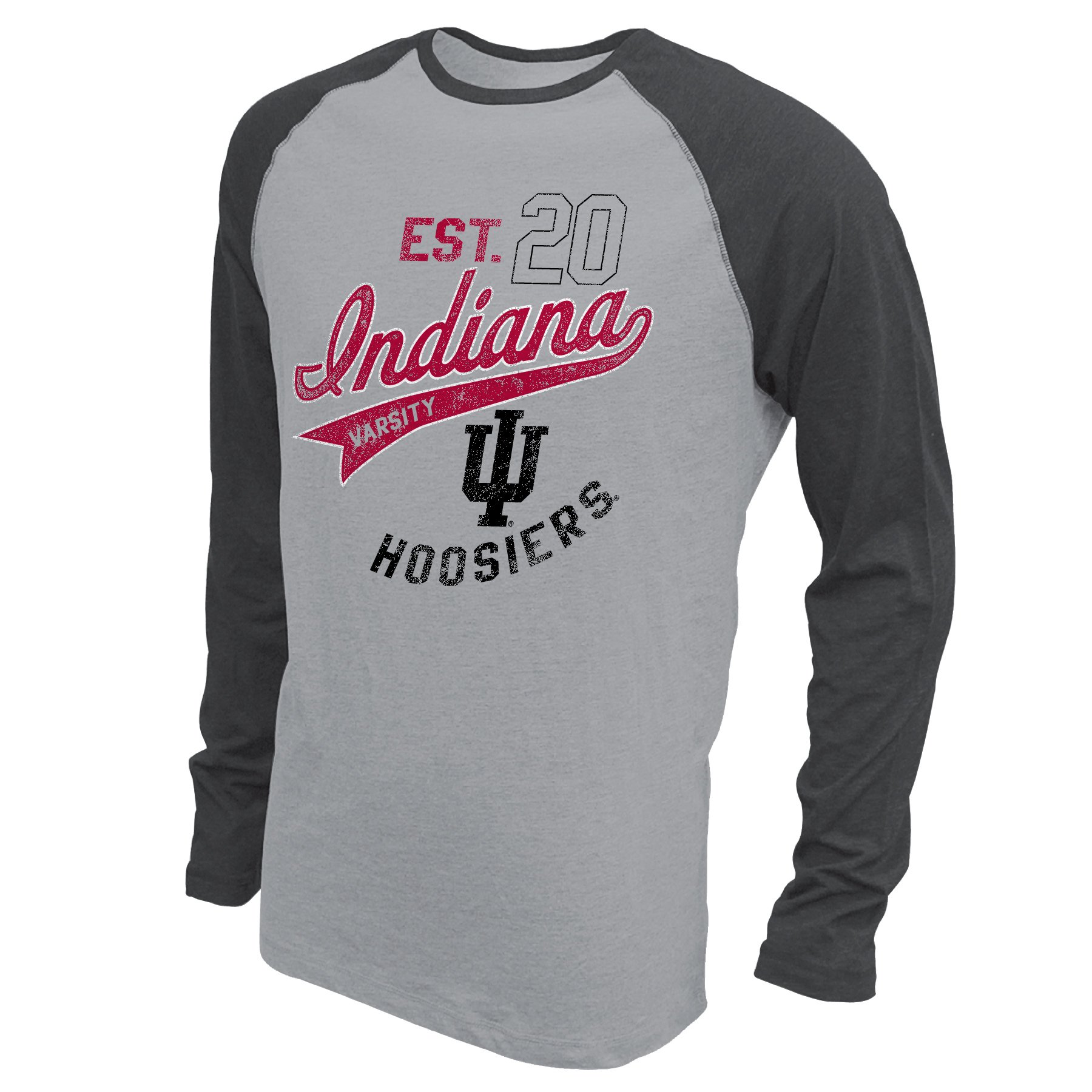 NCAA Indiana Hoosiers Men's Baseball Long Sleeve, Small, Premium Heather/Black Heather