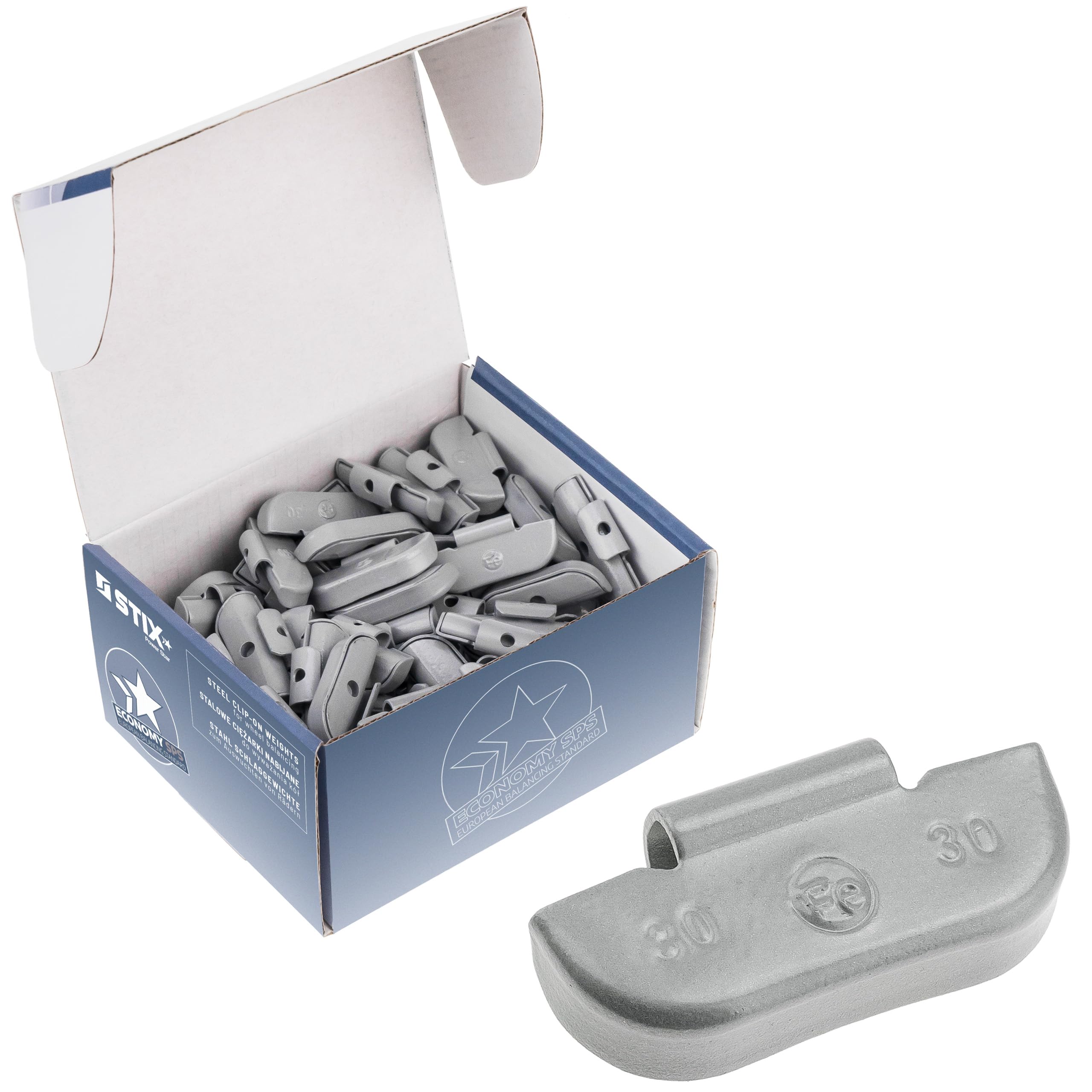 Stix Lot de 100 Masses d’équilibrage 30g en Acier FE/S pour Jantes Acier (3kg)