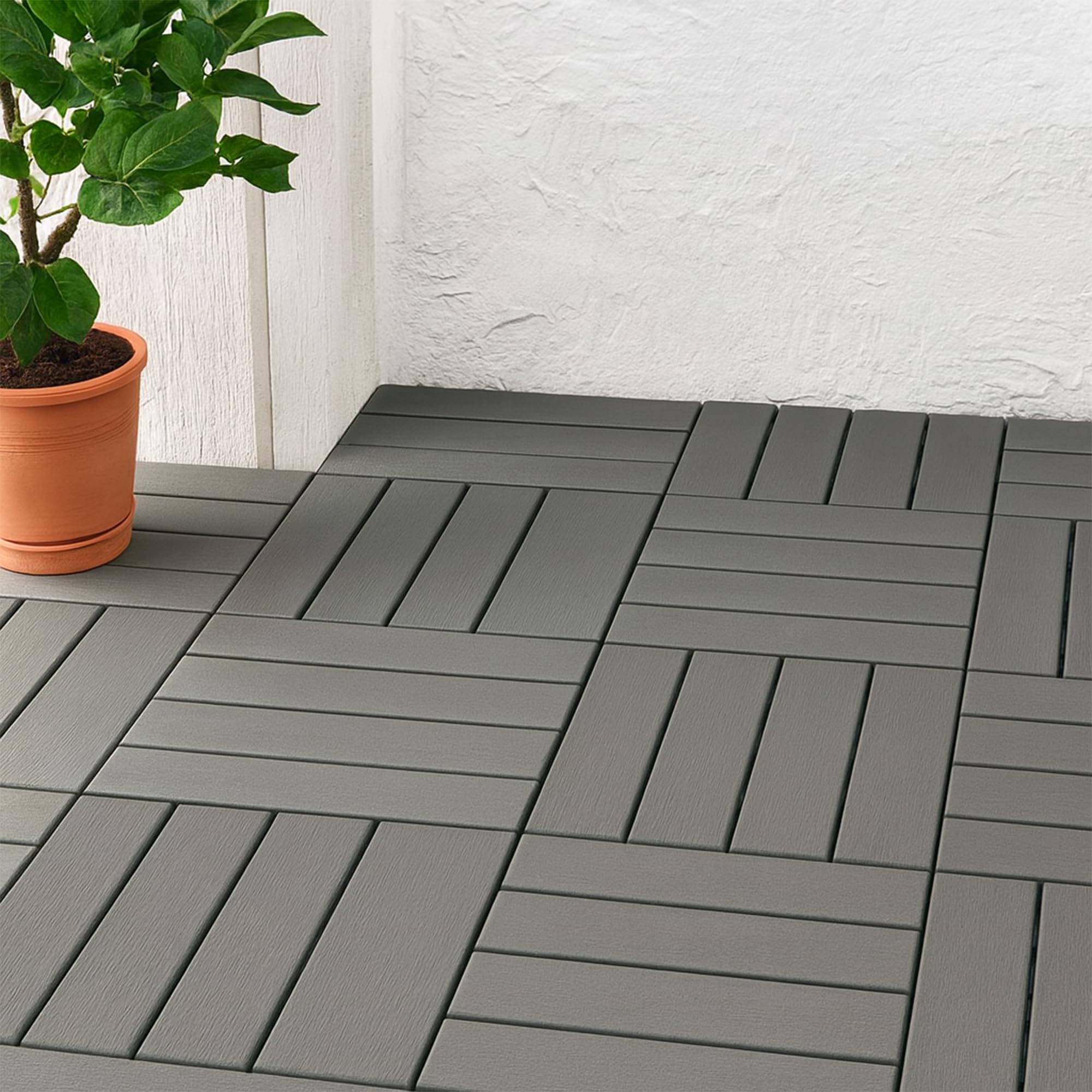 LEDSone Piastrelle per terrazzo grigio scuro, 9 pezzi, 30 cm x 30 cm