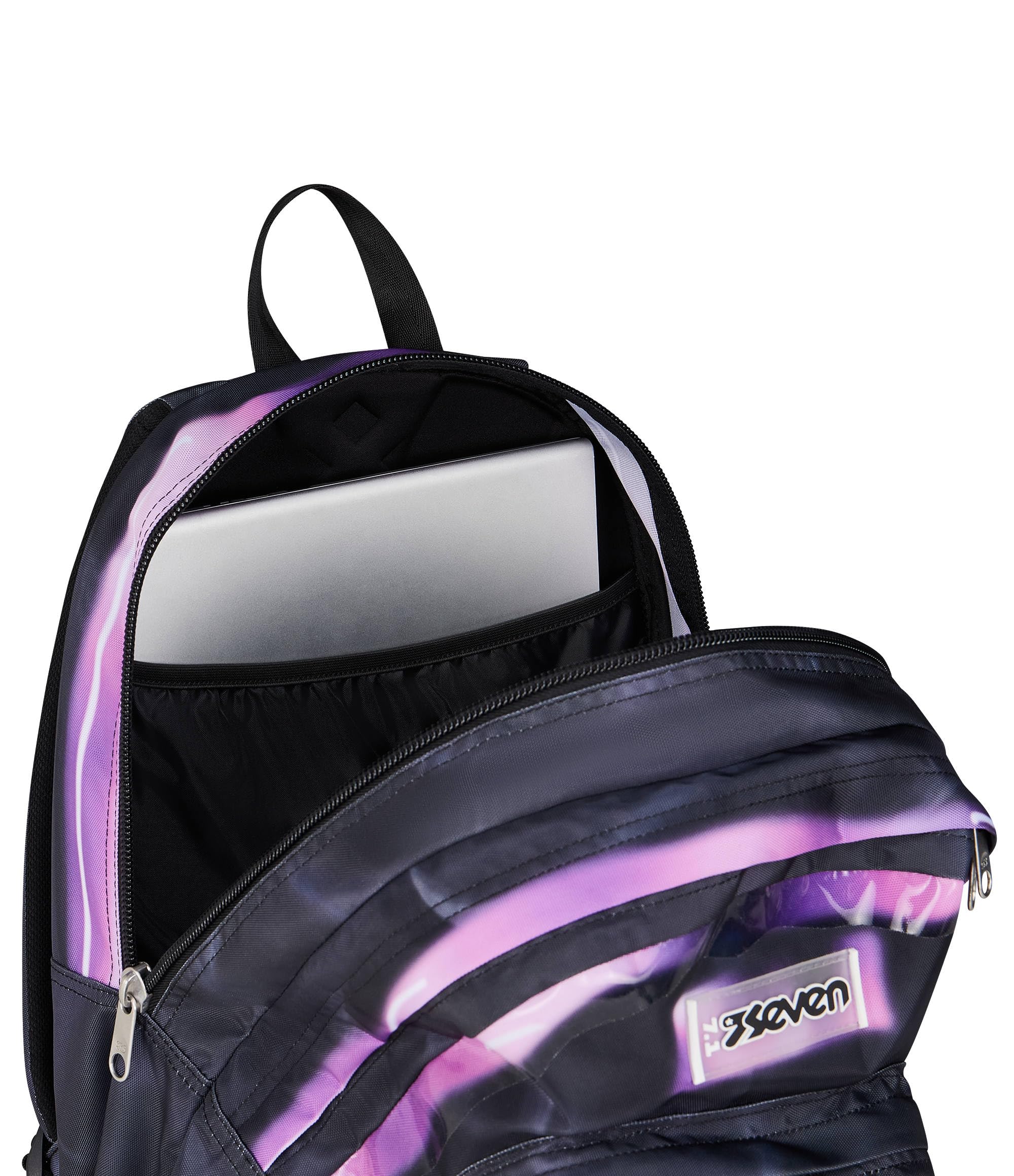 Seven Zaino Scuola FREETHINK, Doppio Scomparto, Nero, 34 L, Multifunzione, Tasca frontale, Tasca laterale portaborraccia, Scomparto Interno porta pc, Scuola media e superiore, Bambina, Ragazza