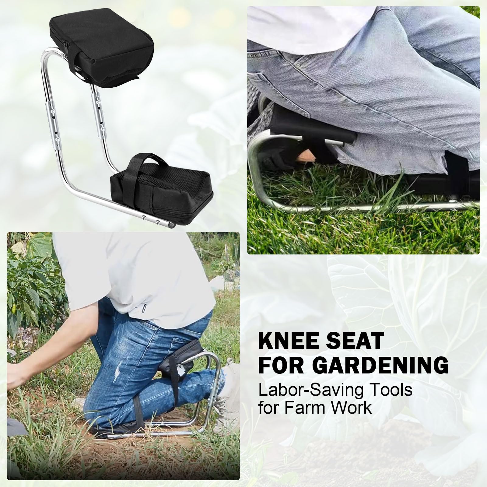 Tabouret de jardin réglable, siège genoux, ergonomique, pour jardinage, travaux de réparation, pêche
