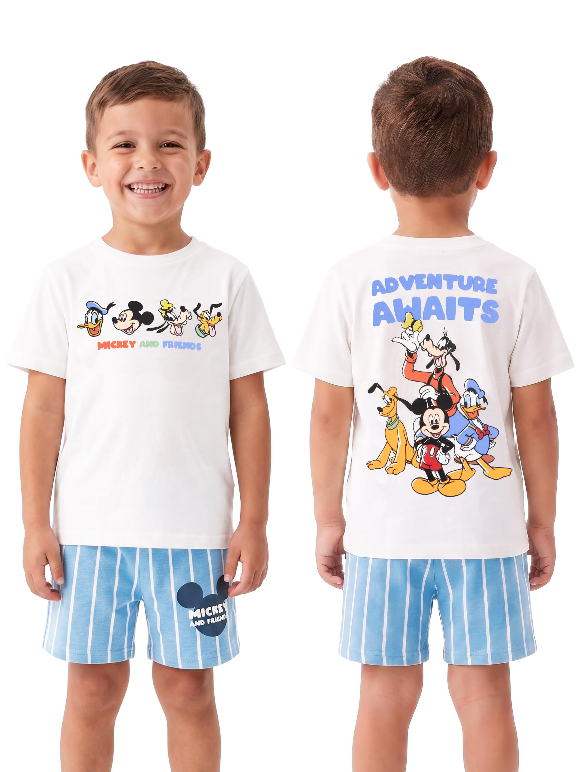 Disney T Shirt Bambina E Pantaloncini, Topolino, Paperino, Pippo Maglietta E Pantaloncini Ragazzo