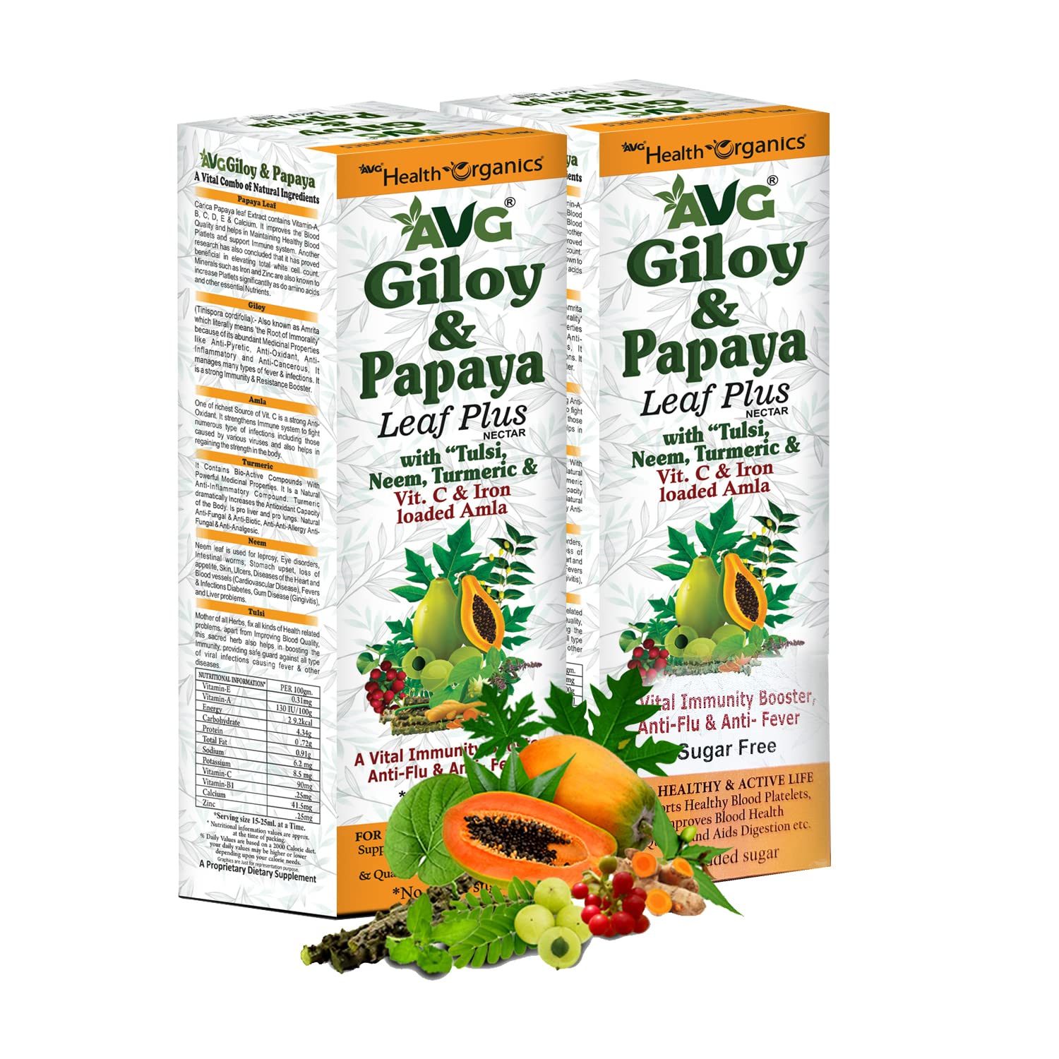 AVG Health Organics Giloy Papaya Herbal Juice with Neem, Turmeric,Ginger 500 ml | Pack of 2 (B0BRCJP85N) Amazon Price History, Amazon Price Tracker