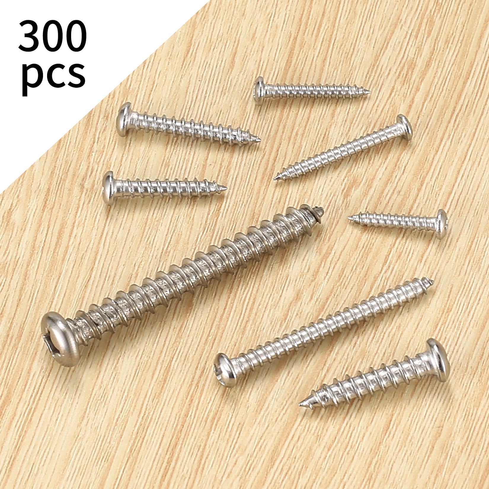 300 Viti Autofilettanti Acciaio Inox - Testa Tonda M3 M4 M5 M6 Per Legno E Metallo