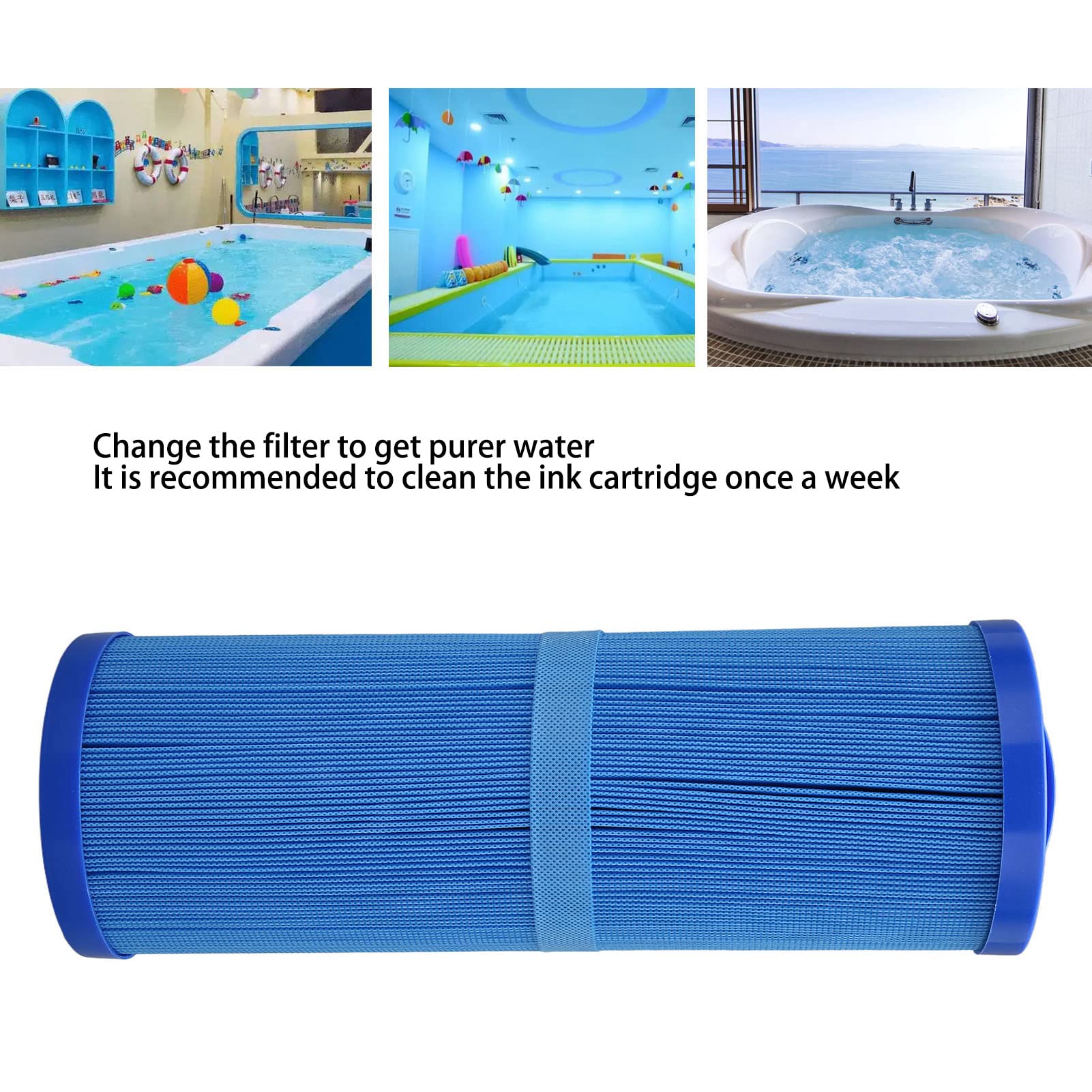 Filtre de Piscine PP Cartouche de Remplacement pour Spa Piscine pour Enfants Compatible avec PWW50L 4CH 949 FC 0172 Bleu 378x125mm 712g