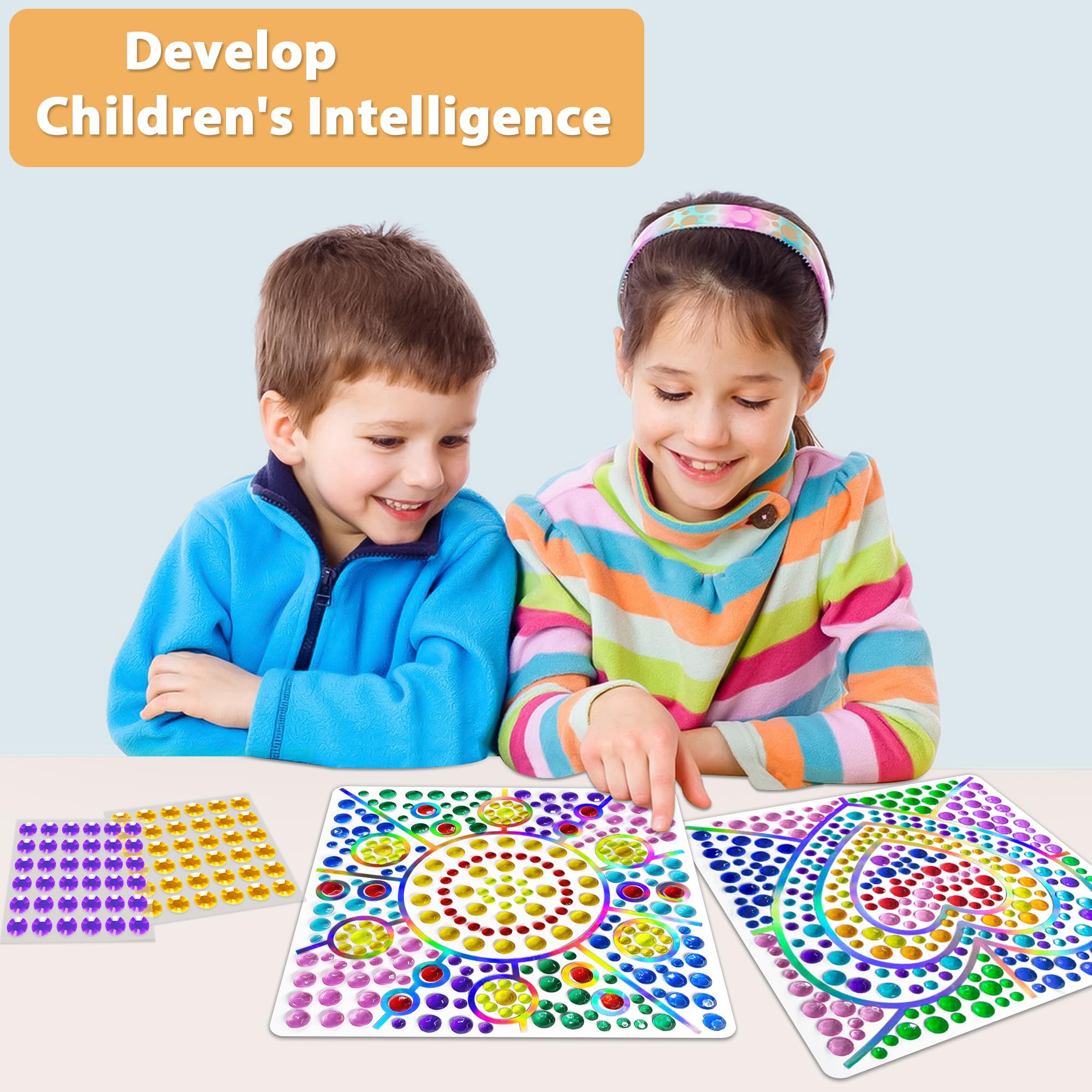 Diamant Fensterkunst Set Für Kinder 6-12 Jahre - 4 Goldene Sonnenfänger Mit 2000 Edelsteinen