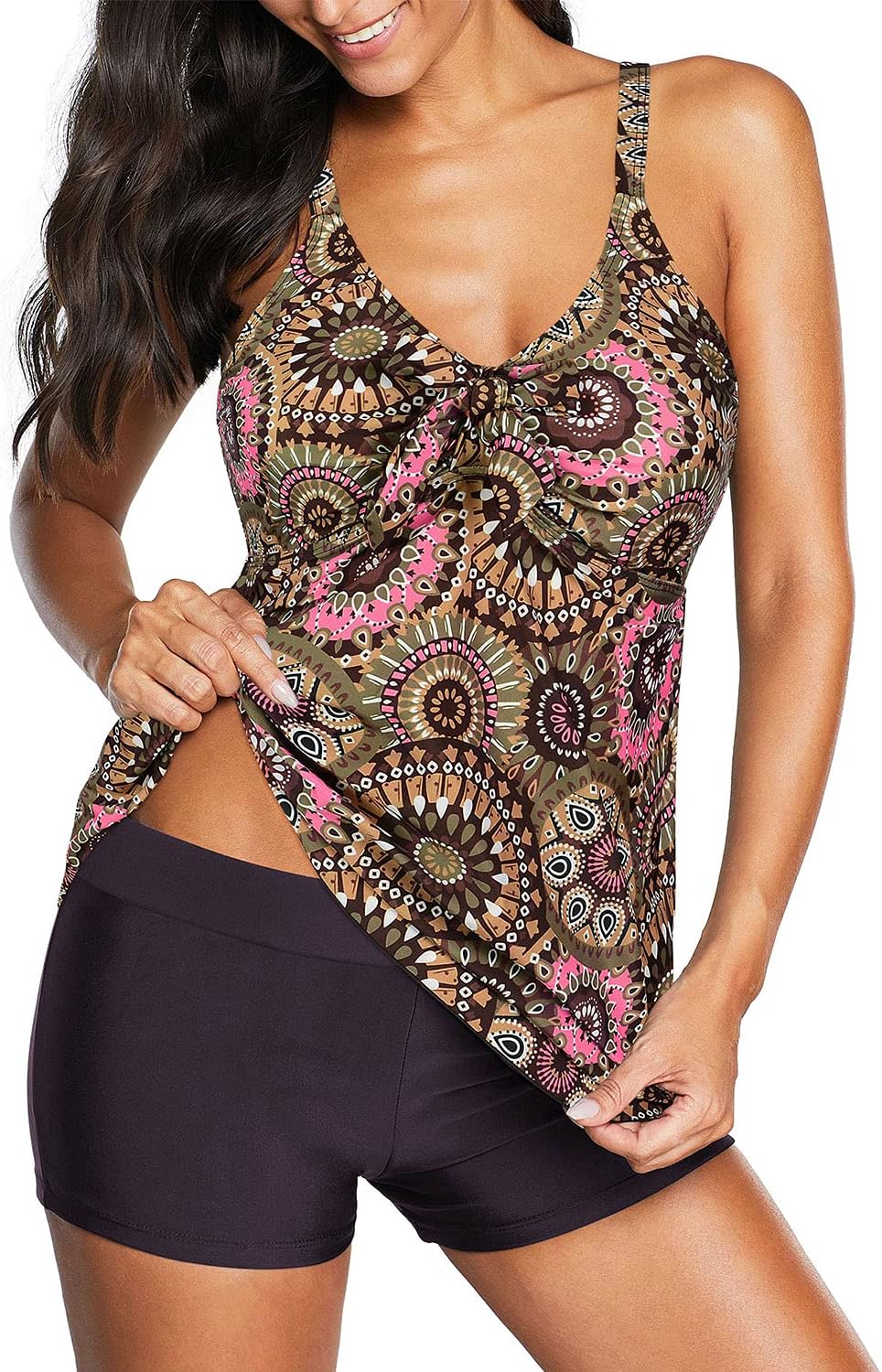 Zando2023 2 Piece Womens Swimsuits Tankini Bathing Suits for Women Tummy Control Athletic Swimsuit Women Tops with Shorts