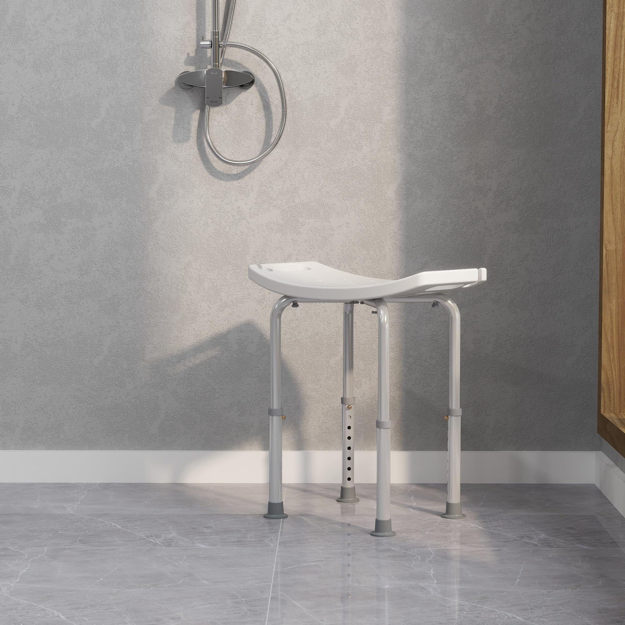 HOMCOM Sgabello Sedile Sedia per Doccia Bagno, Antiscivolo, Altezza Regolabile