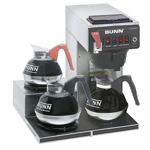 BUNN 12950.0298 CWTF15-3 Cafetera comercial automática de acero inoxidable izquierdo de 12 tazas con 3 calentadores, negro (120V)