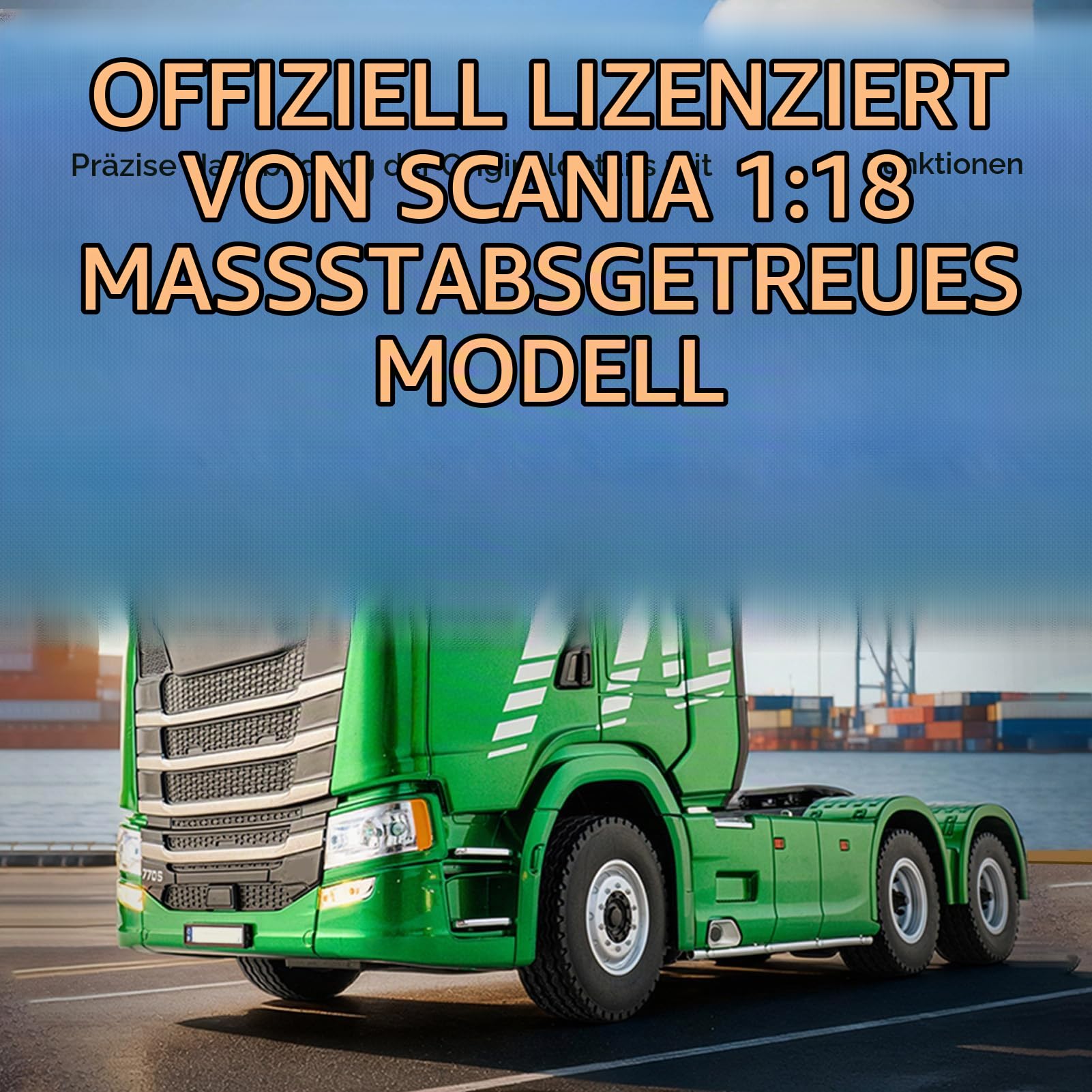RC Traktor LKW Im Maßstab 1:18 mit 19CH Licht Soundeffekte, 2,4G Fernbedienungs-Sattelzug, 4WD Legierungskarosserie Zum Spielen und Sammeln Im Gelände (Grün)