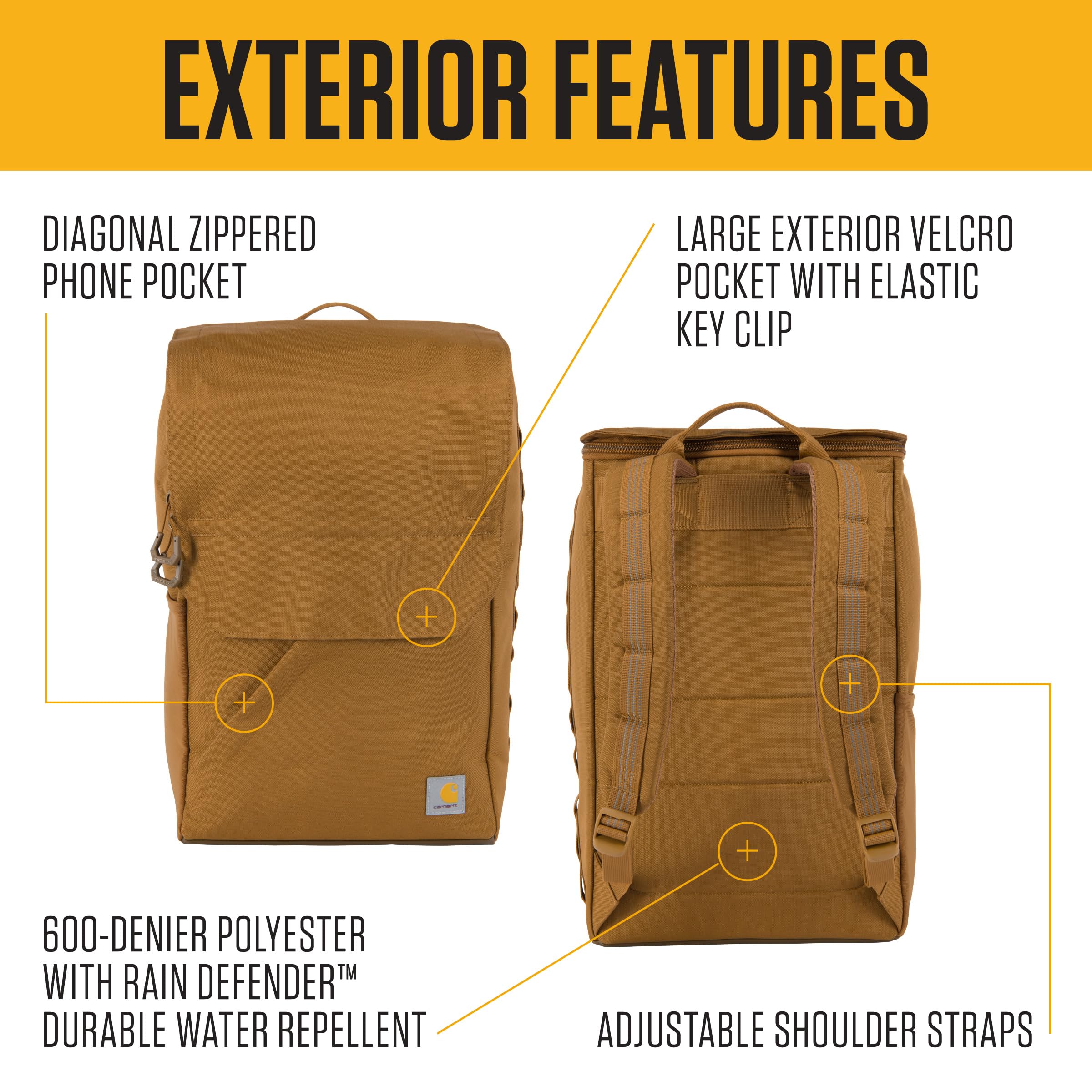 Carhartt 21l Top-load Backpack, Durable Water Resistant Coated Canvas Base W/ 17" Laptop Sleeve Mochila Unisex adulto (Pack de 1)