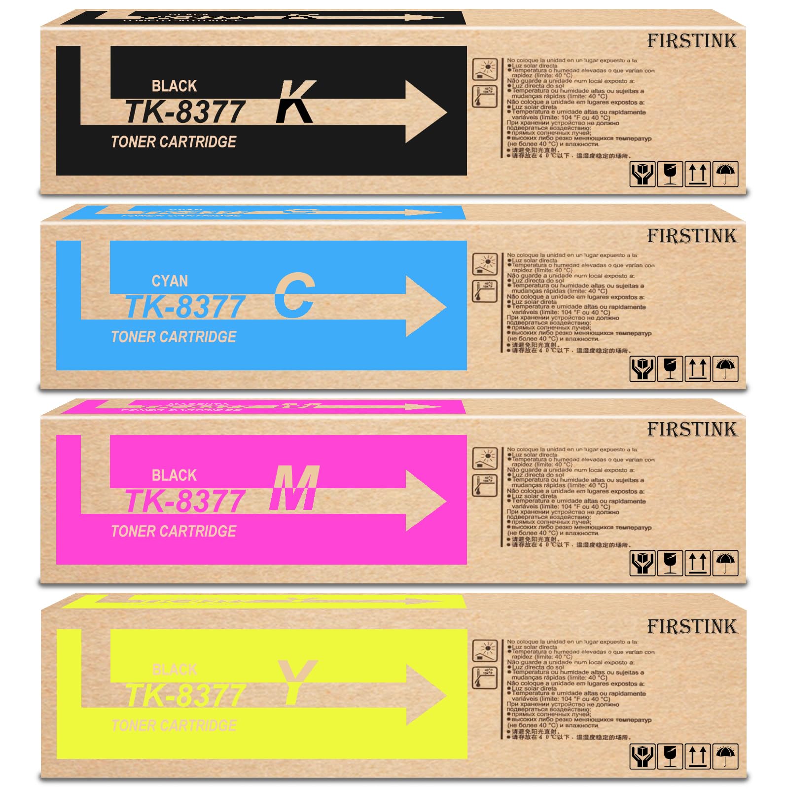 FIRSTINK High Yield TK8377 Toner Cartridges TK-8377 TK-8377K TK-8377C TK-8377M TK-8377Y Toner Cartridge Set Compatible for Kyocera TASKalfa 3554ci