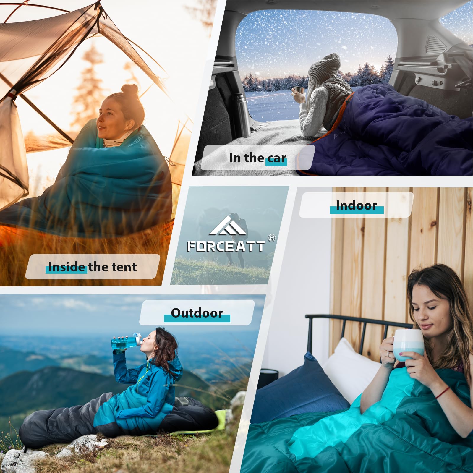 Forceatt Saco de Dormir Momia,Temperatura Aplicable es 0℃-20℃,Sacos de Dormir Compacto para Adultos,3-4 Estaciones,Resistente al Agua y al Desgarro,Ideal para Camping y Trekking
