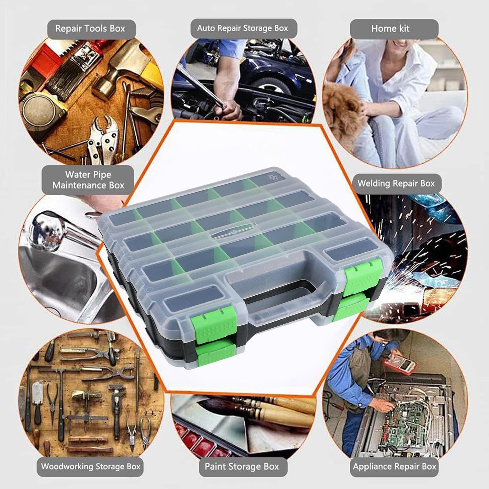 Organizer Do Skrzynek Na Narzędzia Dwustronny organizer z 34 przegródkami | Organizer Do Wierteł Śrub i Nakrętek Do Przechowywania Elementów Elektroniki Biżuterii Oraz Akcesoriów
