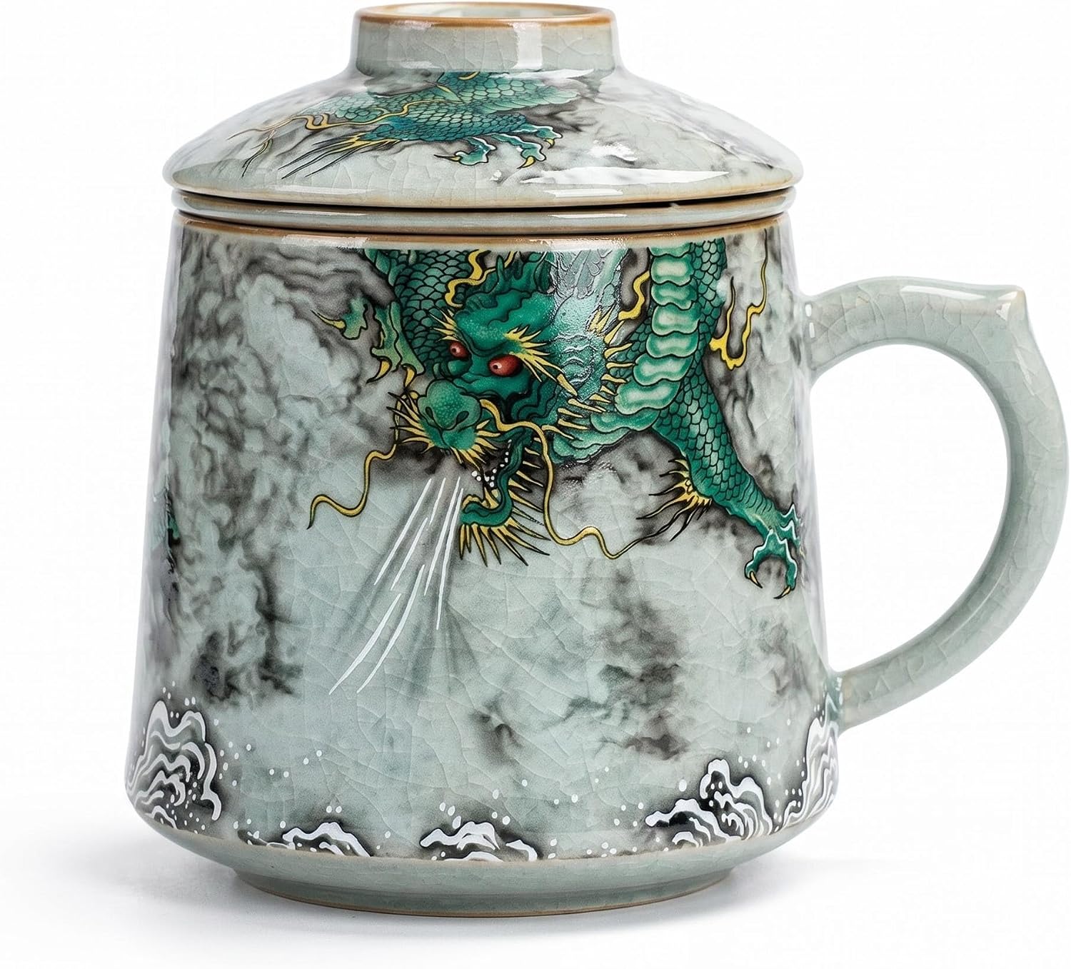 Tea Cup with Infuser and Lid,400ml,Chinese dragon pattern,Suitable for gifts