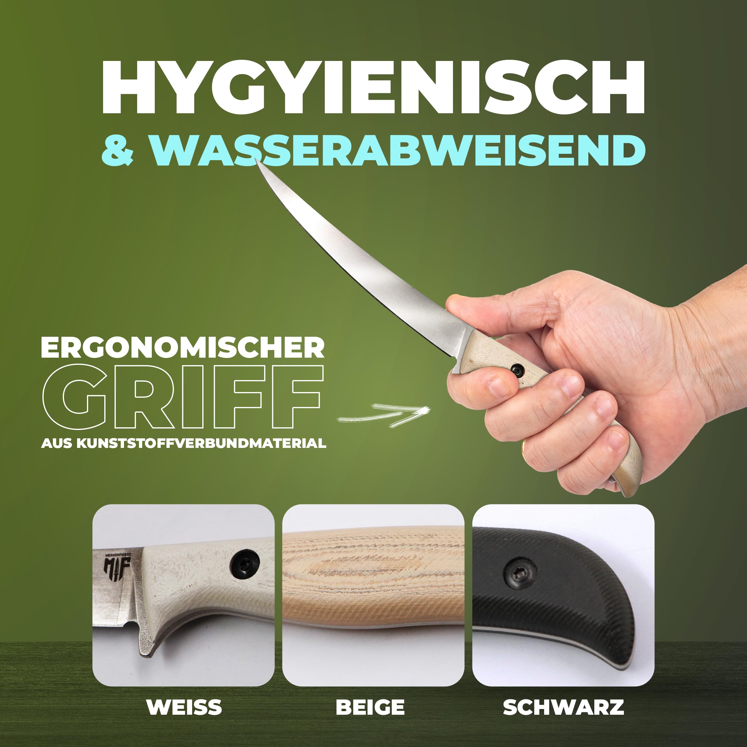 Messerfieber® Filetiermesser 16 cm [Mit Edelstahlklinge & T10-Griff] – inkl. Kydex-Scheide – Filetiermesser für Fisch & Fleisch – Ausbeinmesser für Küche, BBQ & Outdoor (Handgefertigt & Rostfrei)