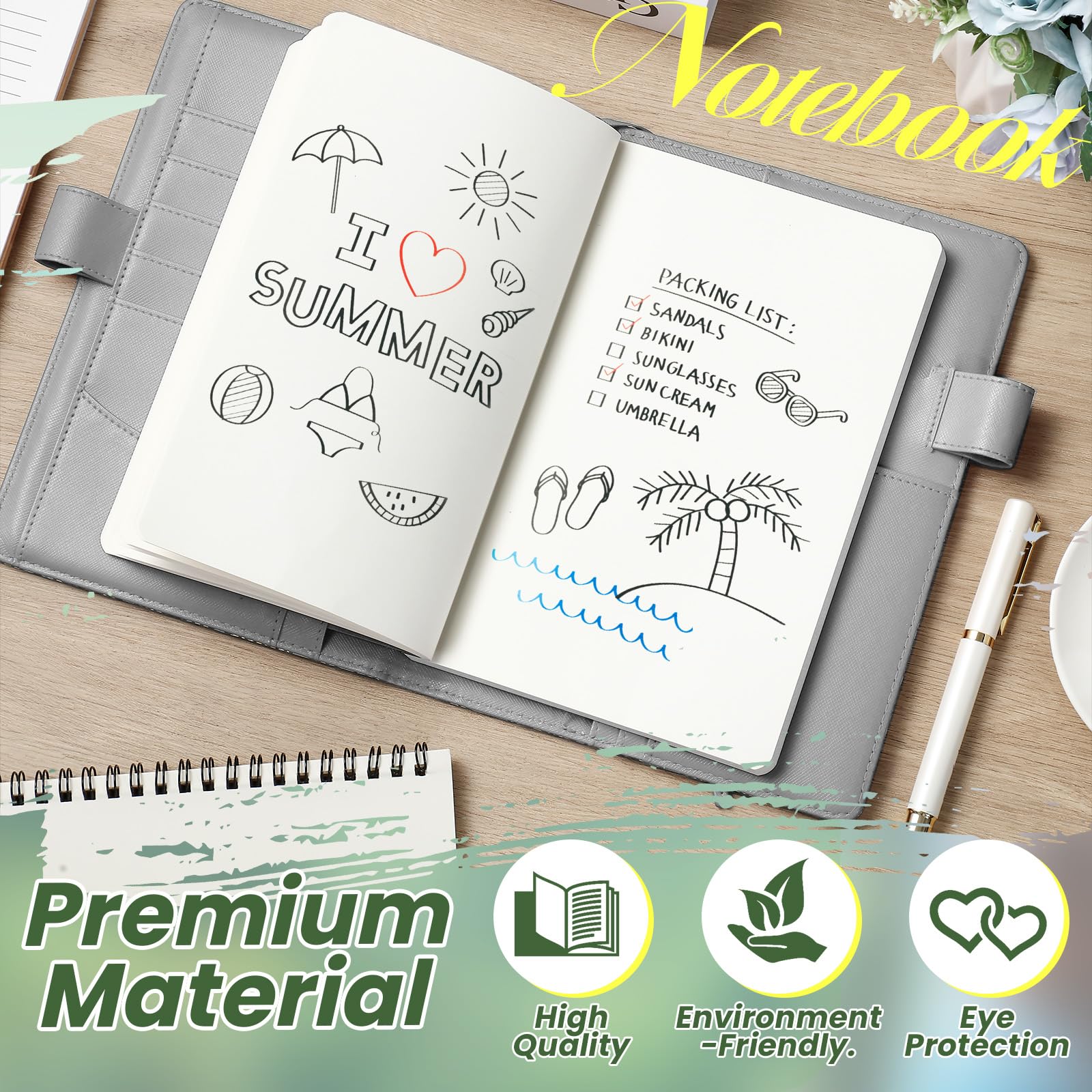 Zhanmai 10 quaderni in carta kraft, con copertina rigida, 12,7 x 20,3 cm, formato A5, 200 pagine, 100 fogli, marrone, per viaggiatori, ufficio, scuola, forniture per scrittura (vuoto)