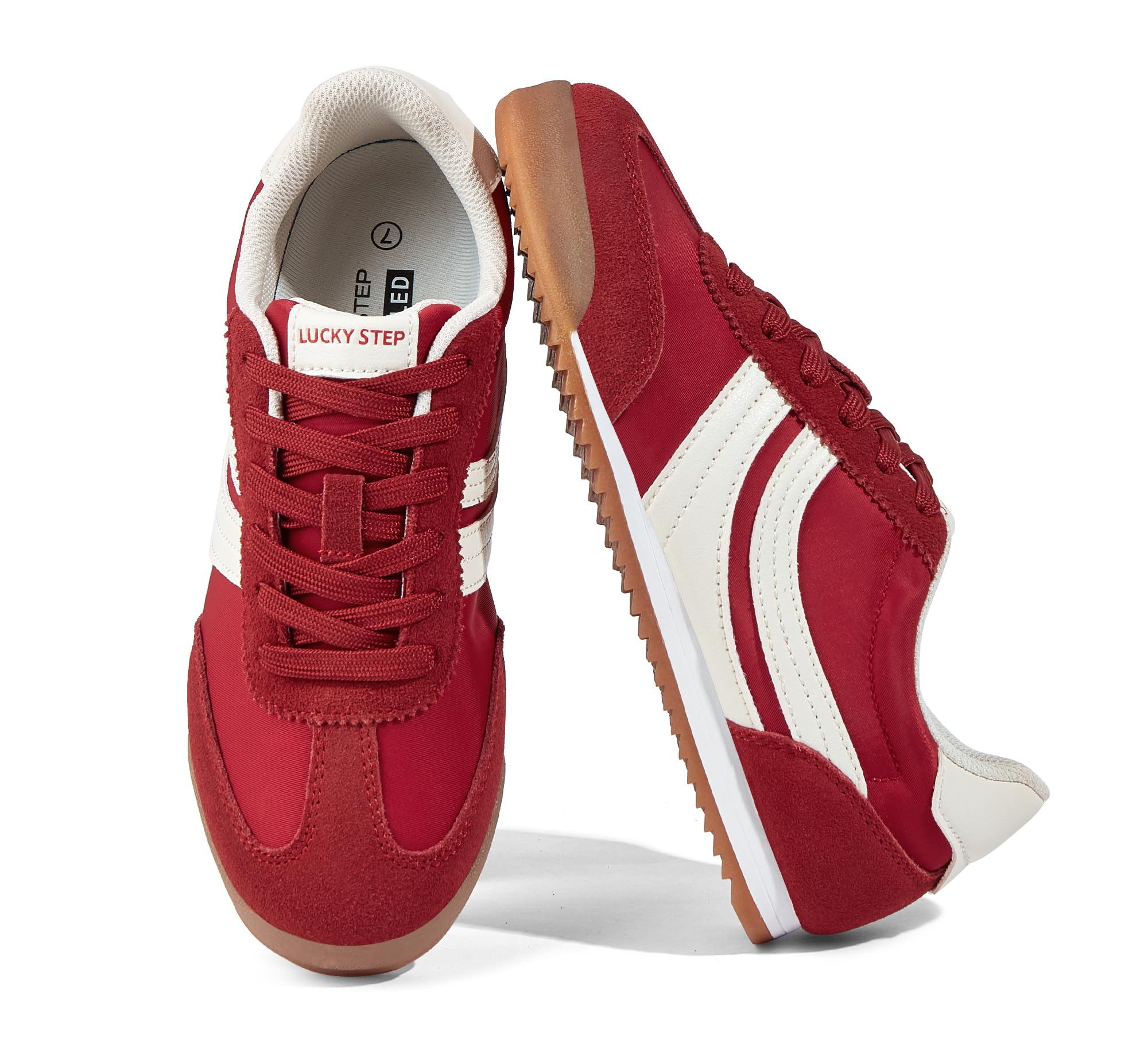 LUCKY STEP Women's Thin Retro Slim Tennis Sneakers