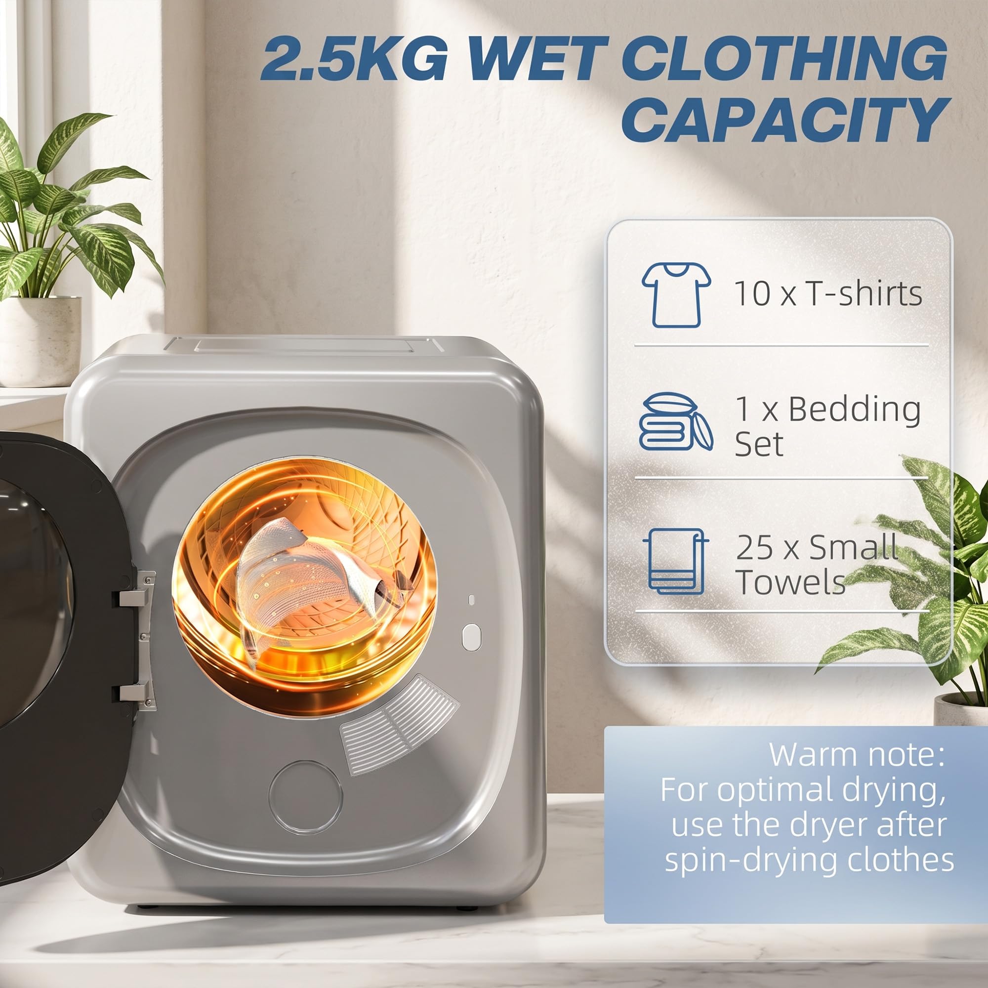 HOMCOM Sèche-linge à évacuation 4kg/2.5kg 800W Argent