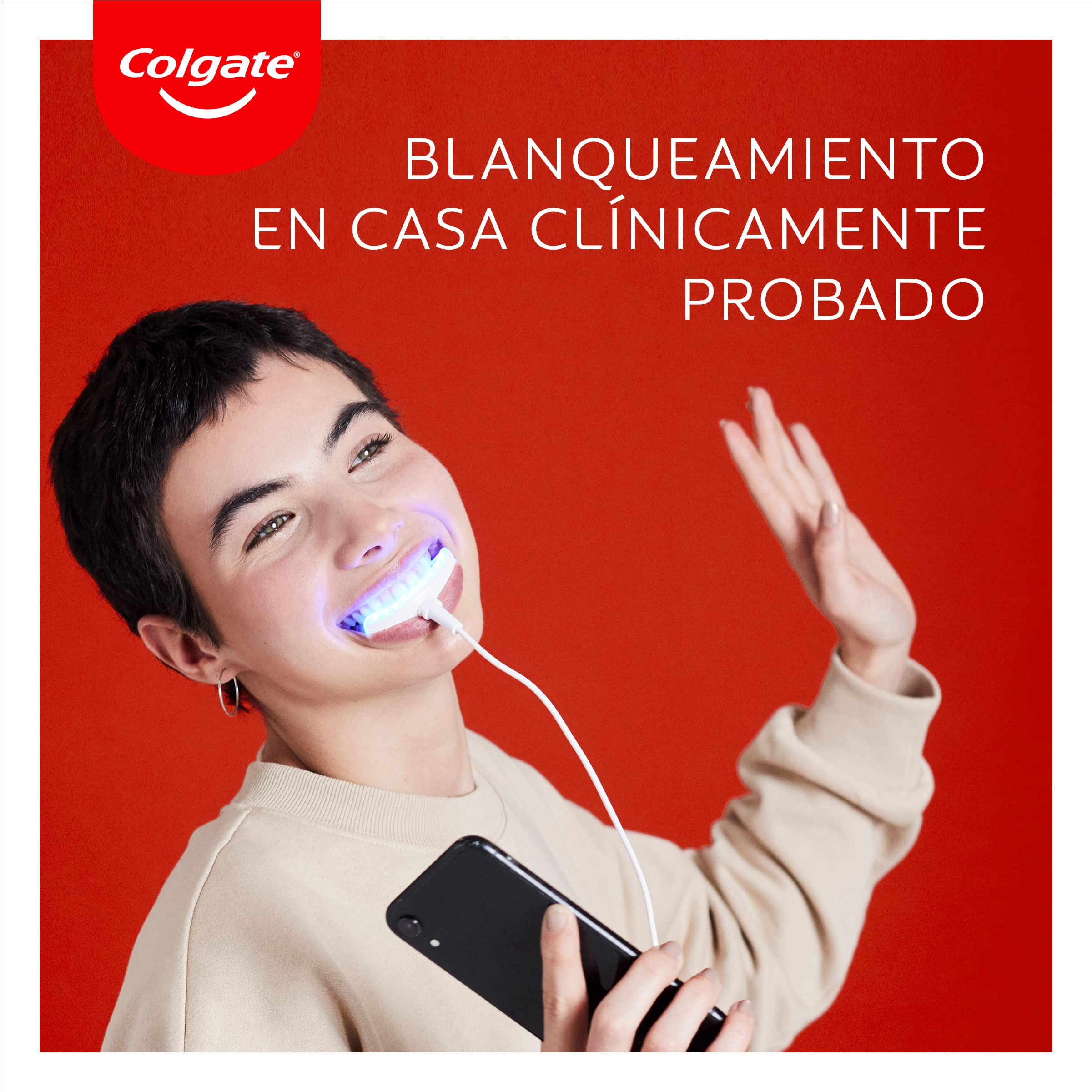 COLGATE Max White Ultimate Kit de Blanqueamiento Dental LED en Casa, Seguro para el Esmalte, Revierte hasta 20 Años de Manchas, Incluye Pincel Blanqueador