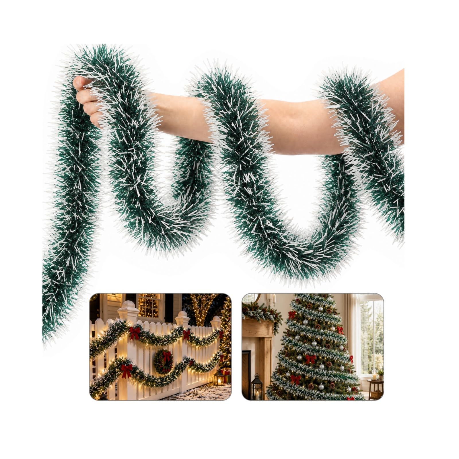 30m Christmas Tinsel Garland, Christmas Tree Tinsel Hanging Decorations