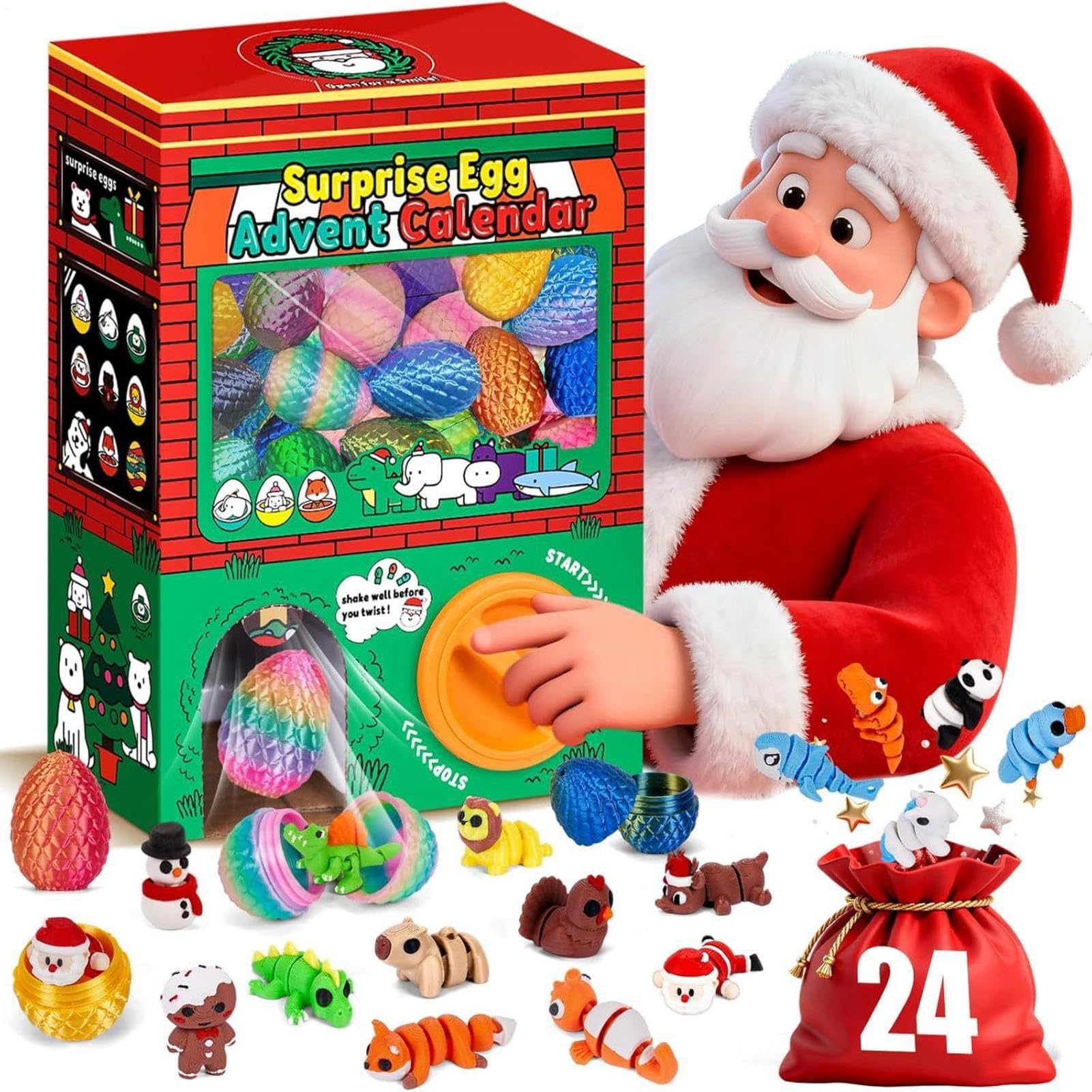 Mini Christmas Vending Machine For Kids, 24pcs Funny Christmas Fidget Toys
