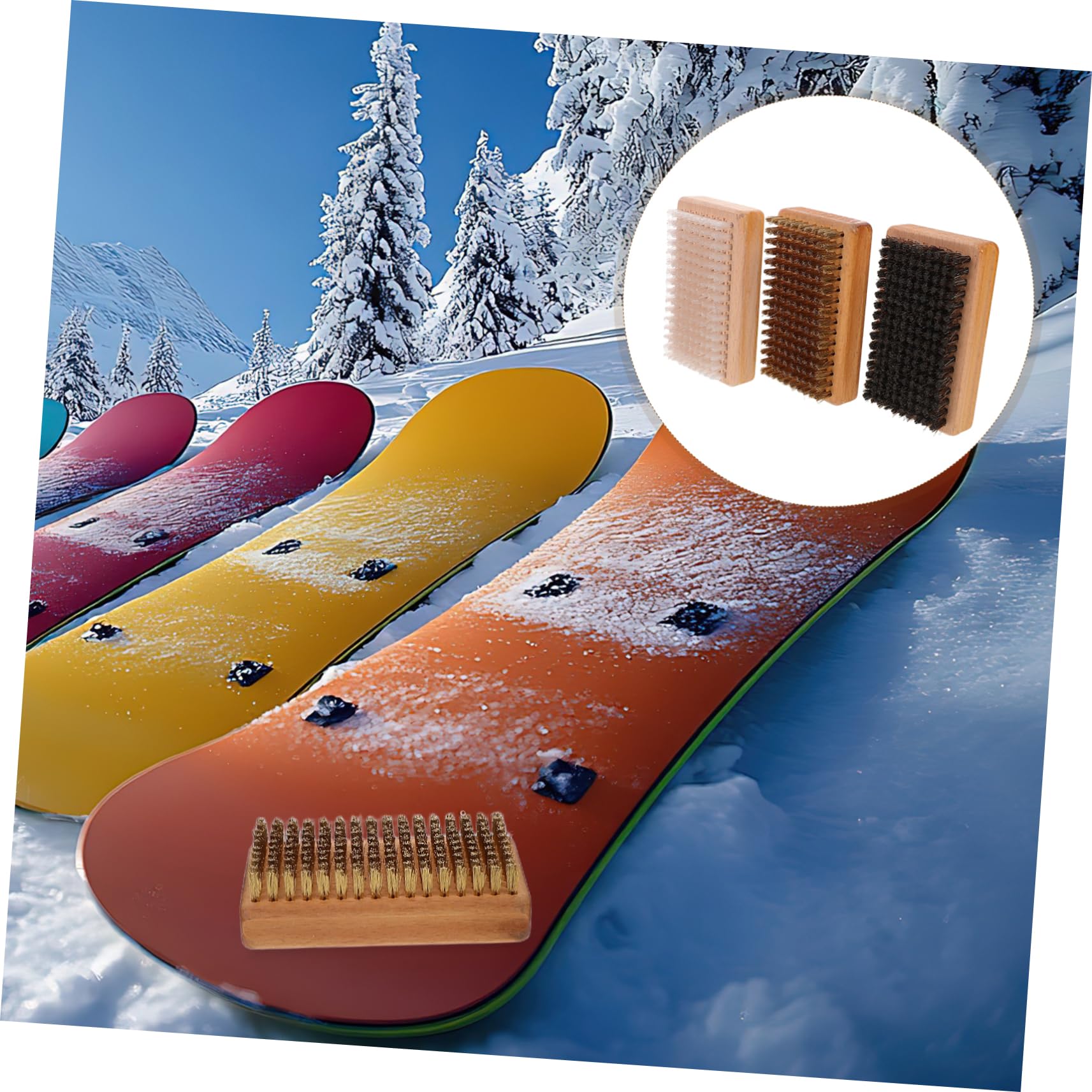 Hemobllo 3pezzi Kit Spazzola per Sci e Snowboard Manico in Spazzola per Pulizia Cera da Sci e Snowboard Strumento per Pulizia