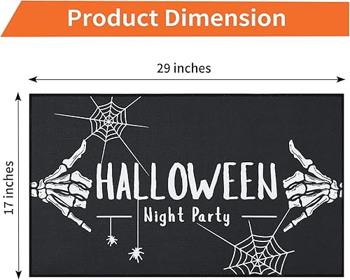 Miniatura 2 de CAROMIO Tapete de Halloween para puerta de 17 x 29 pulgadas, para interiores y exteriores, tapete de bienvenida de esqueleto, tapete decorativo de