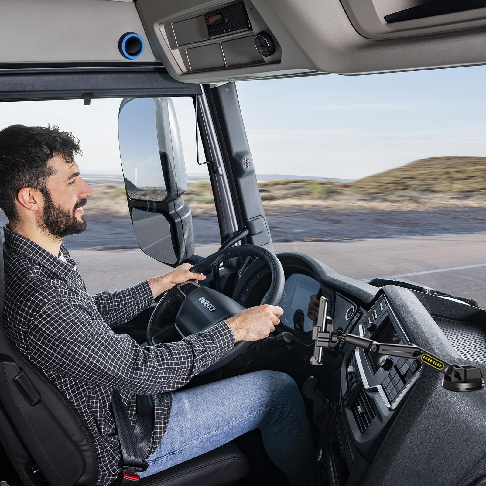 Supporto per Telefono per Camion, Supporto per Telefono Cellulare per Cruscotto del Camion con Braccio Lungo da 16,9 Pollici, 360° di Rotazione Porta Cellulare Auto per Camion per Smartphone